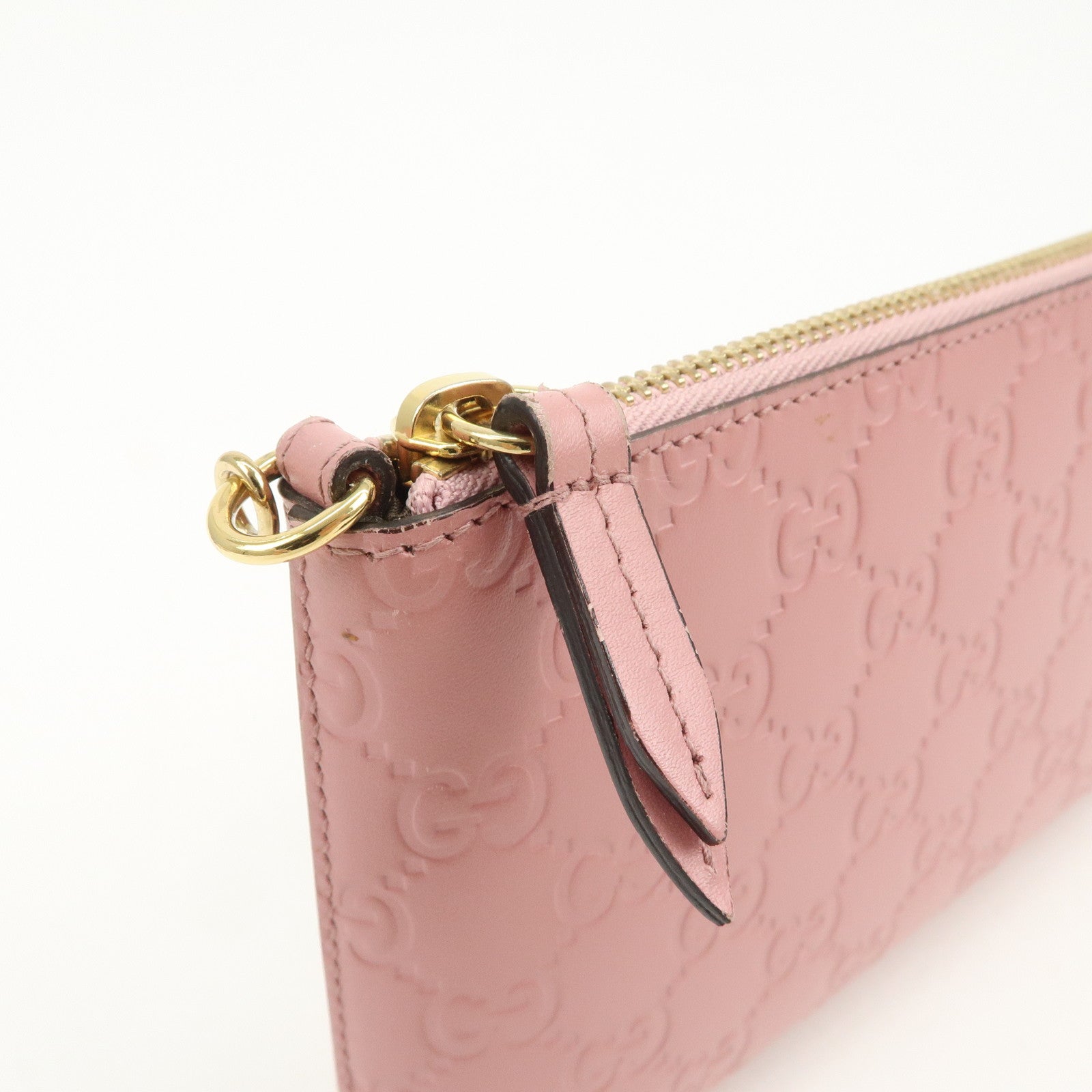 GUCCI Guccissima Leather Logo Chain Shoulder Bag Pink 428449