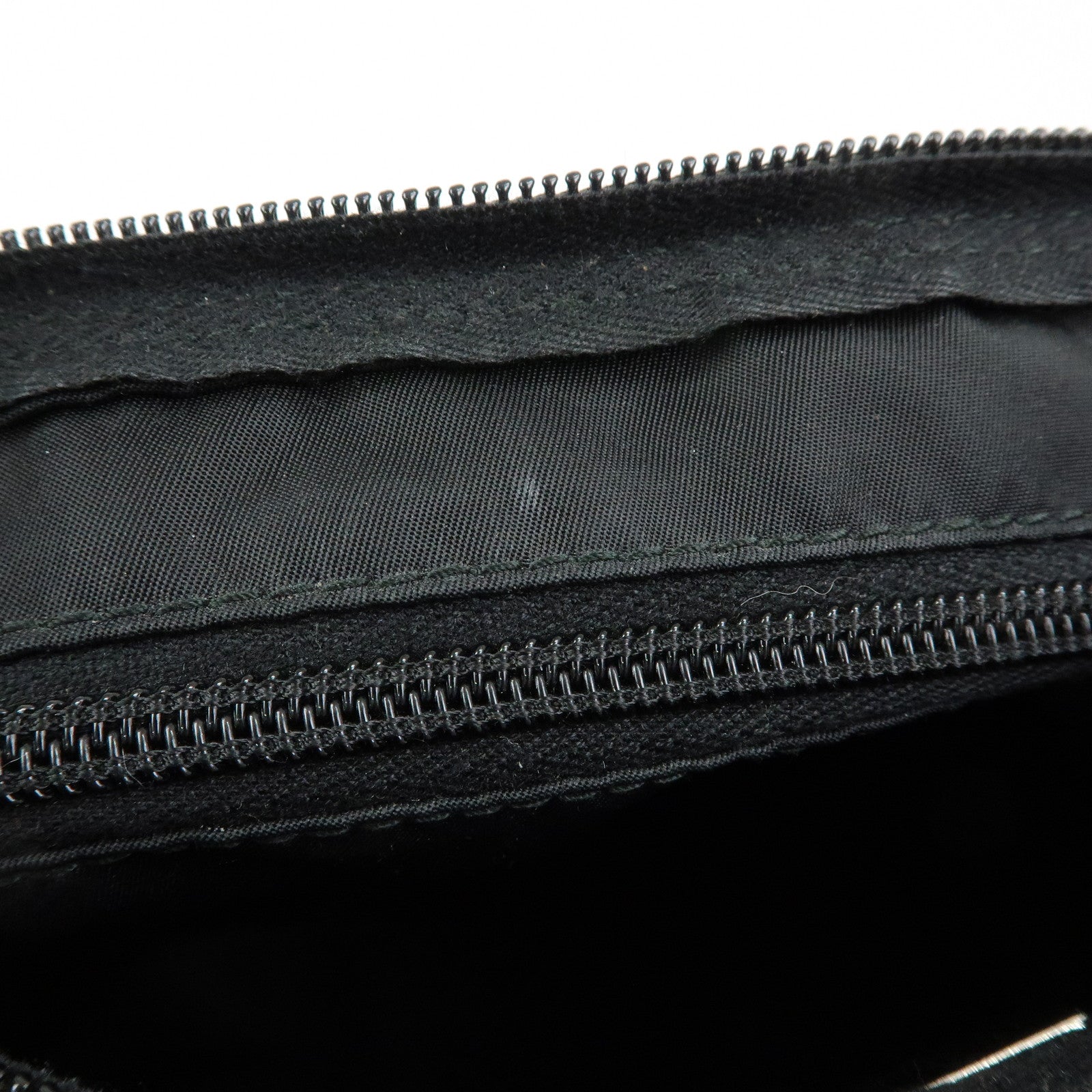 PRADA Triangle Logo Nylon Cosmetic Pouch Makeup Bag Black