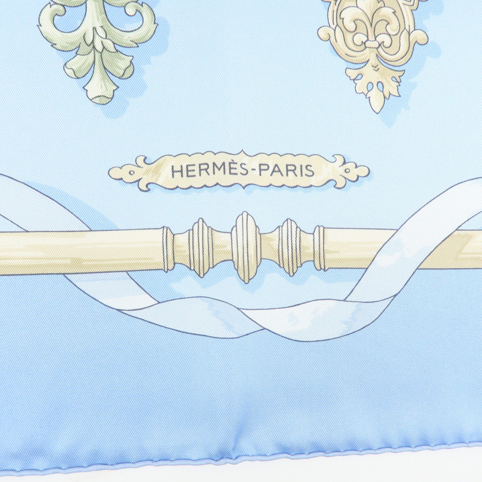 HERMES Carre 90 Silk 100% Scarf Ferronnerie Light Blue