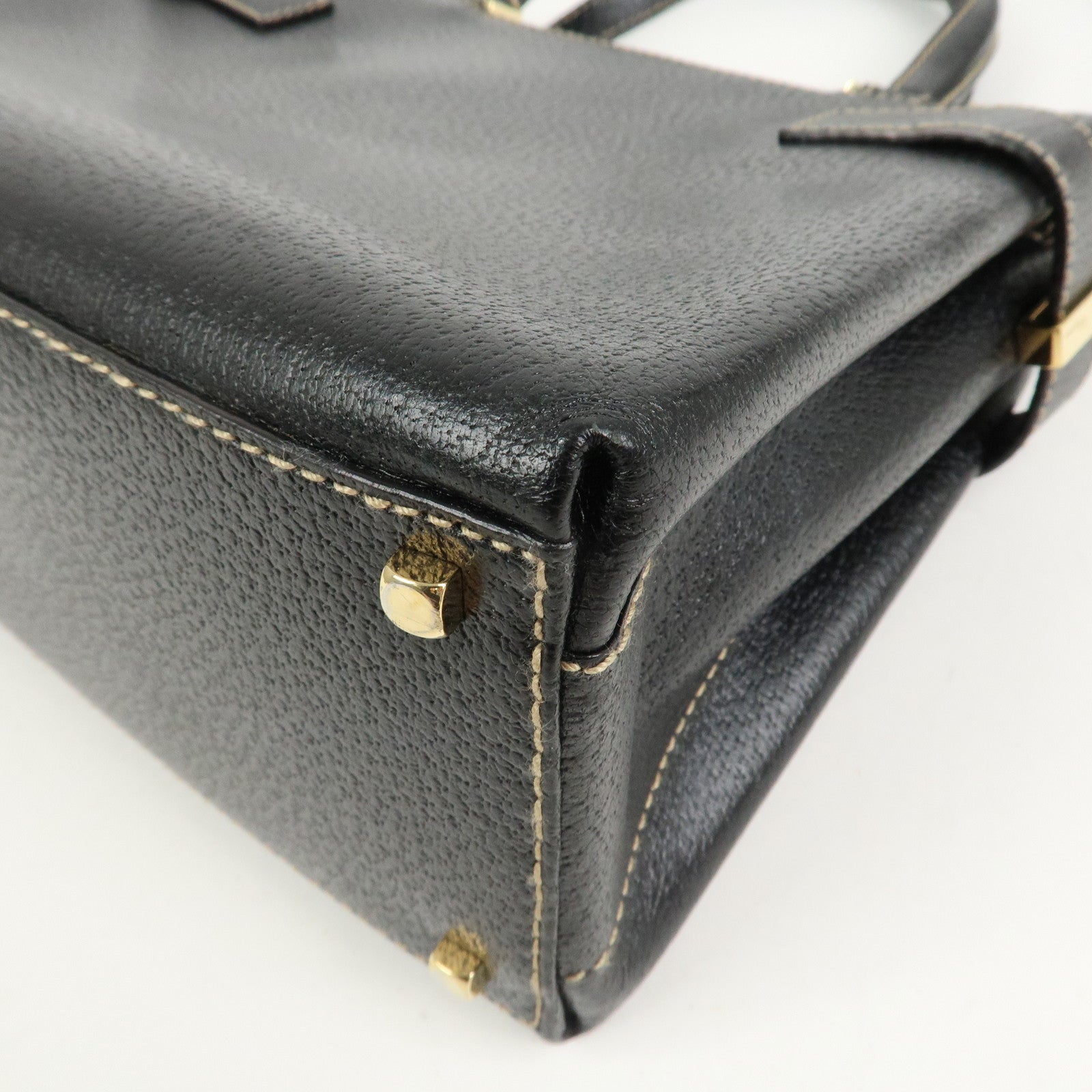 Ferragamo Gancini Leather 2 Way Bag Hand Bag Shoulder Bag Black