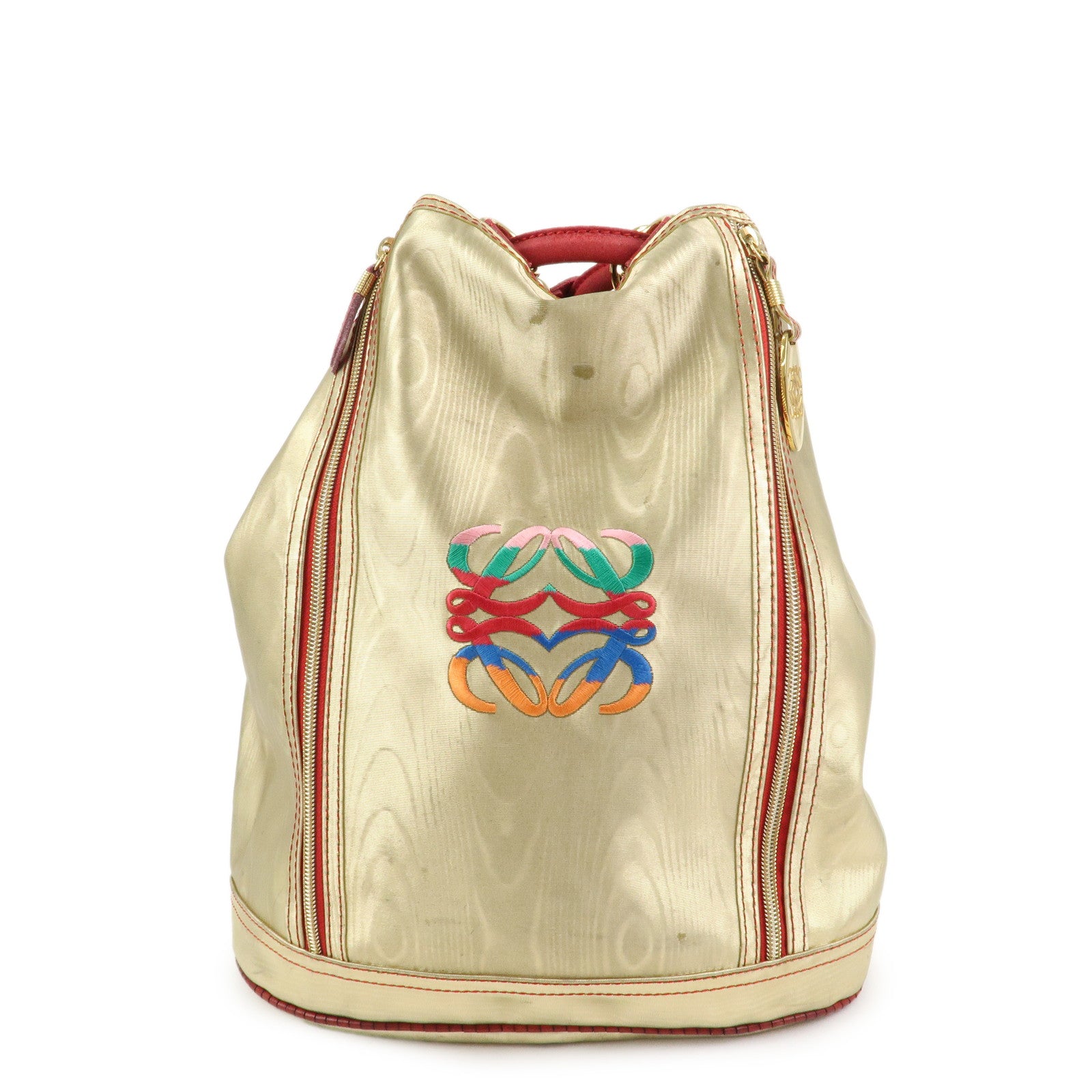 LOEWE Anagram PVC Leather Backpack Shoulder Bag Gold