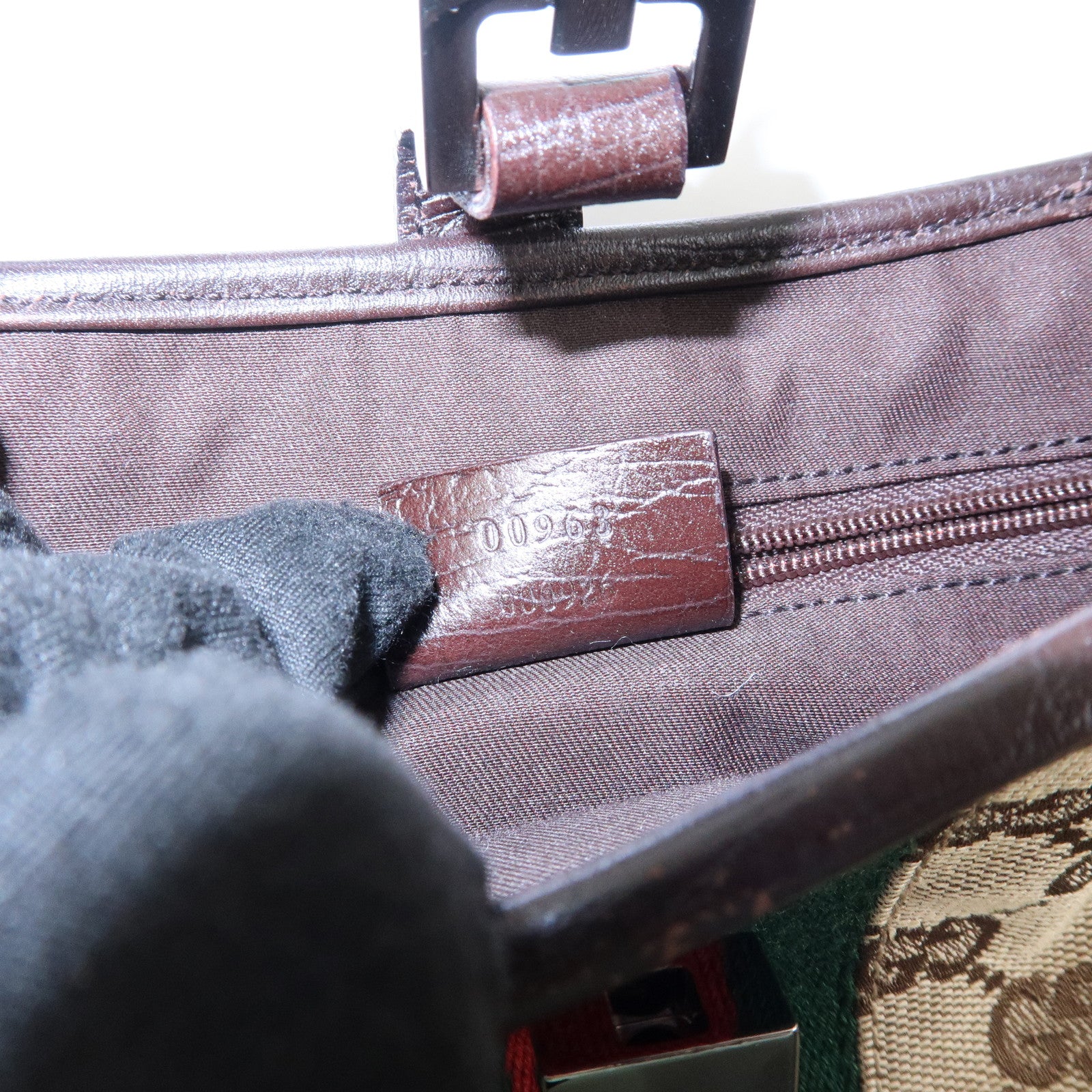GUCCI Sherry Jackie GG Canvas Leather Shoulder Bag Hand Bag 00963