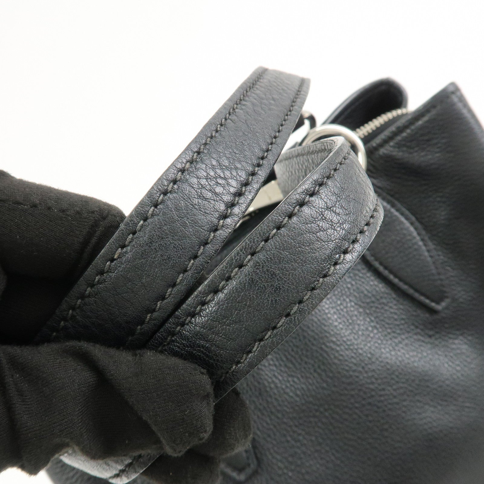 MIU MIU Logo Leather 2Way Shoulder Bag Hand Bag Black RR2014