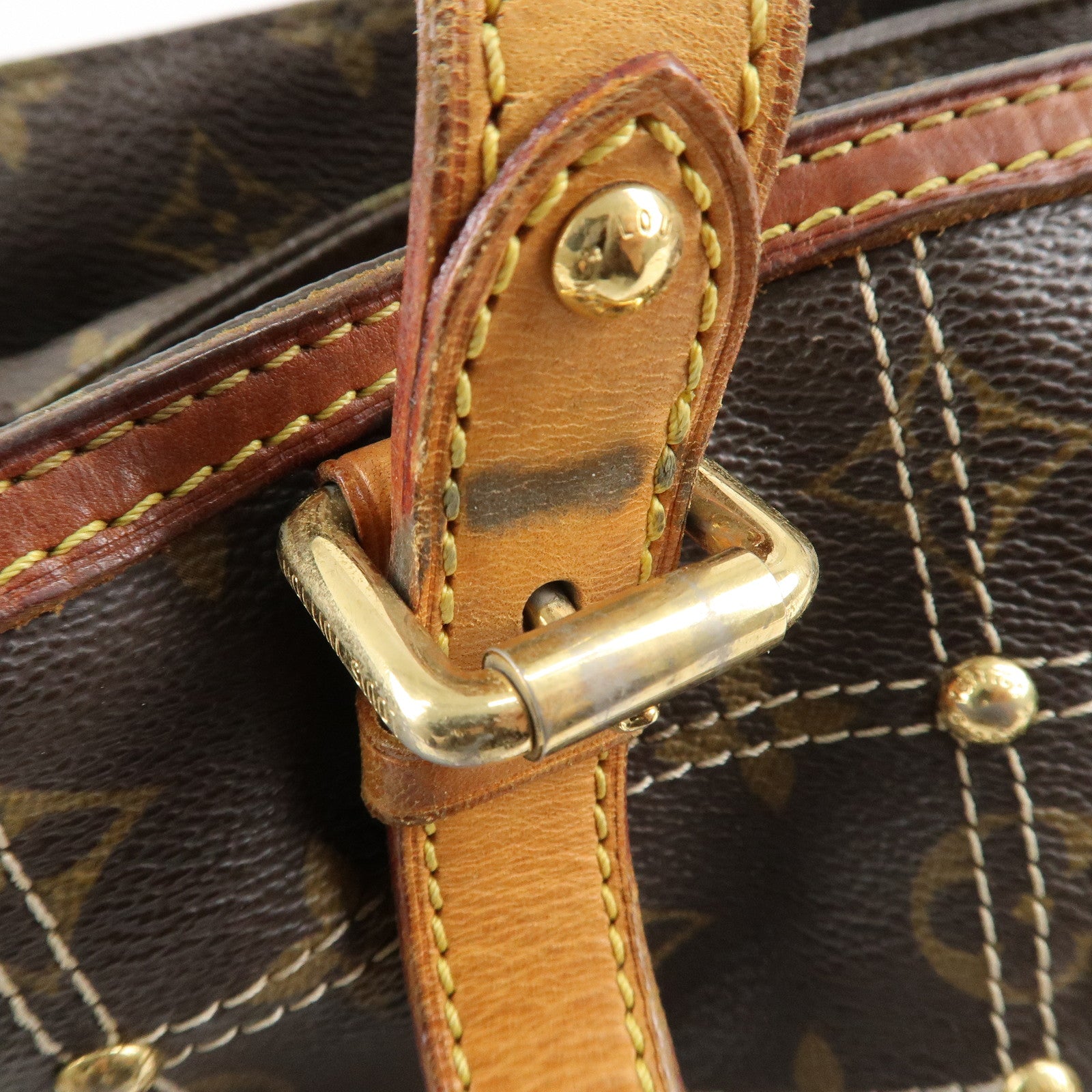 Louis Vuitton Monogram Canvas Rivet Hand Bag Shoulder Bag M40140 Used