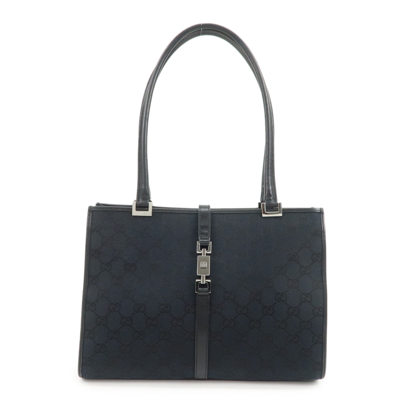 GUCCI Jackie GG Monogram Canvas Leather Shoulder Bag Black 002・1073