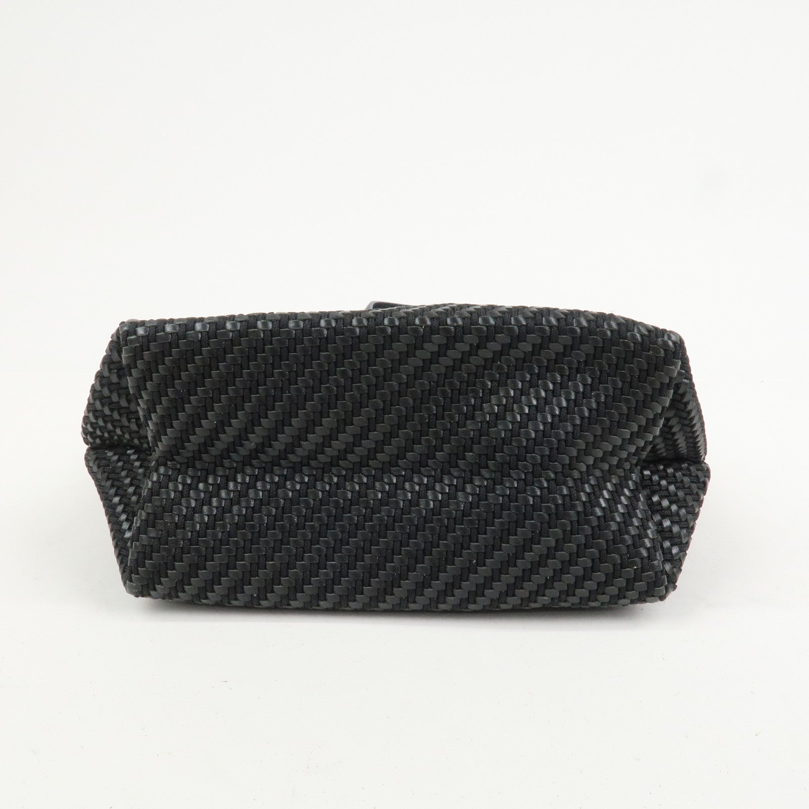 HERMES Amedaba PM Diago Canvas Leather Tote Bag Hand Bag Black