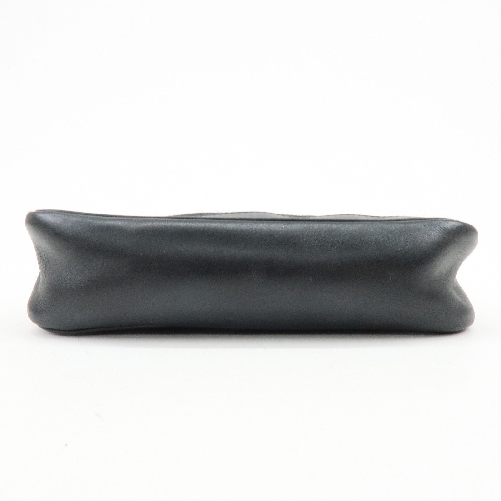 GUCCI Sherry Leather Denim Accessory Pouch Hand Bag Black 92820