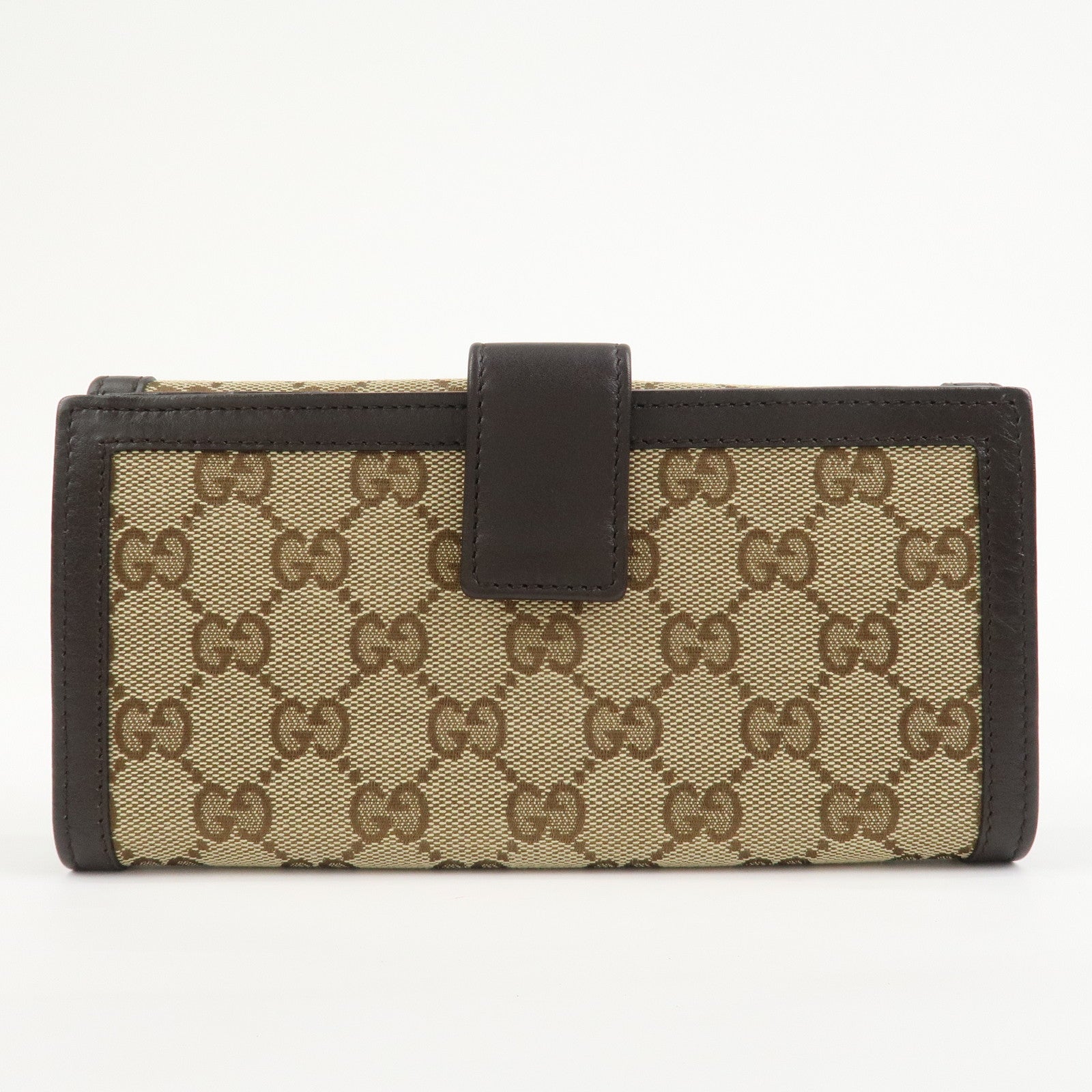 GUCCI Interlocking G GG Canvas Double Flap Long Wallet Brown 282426