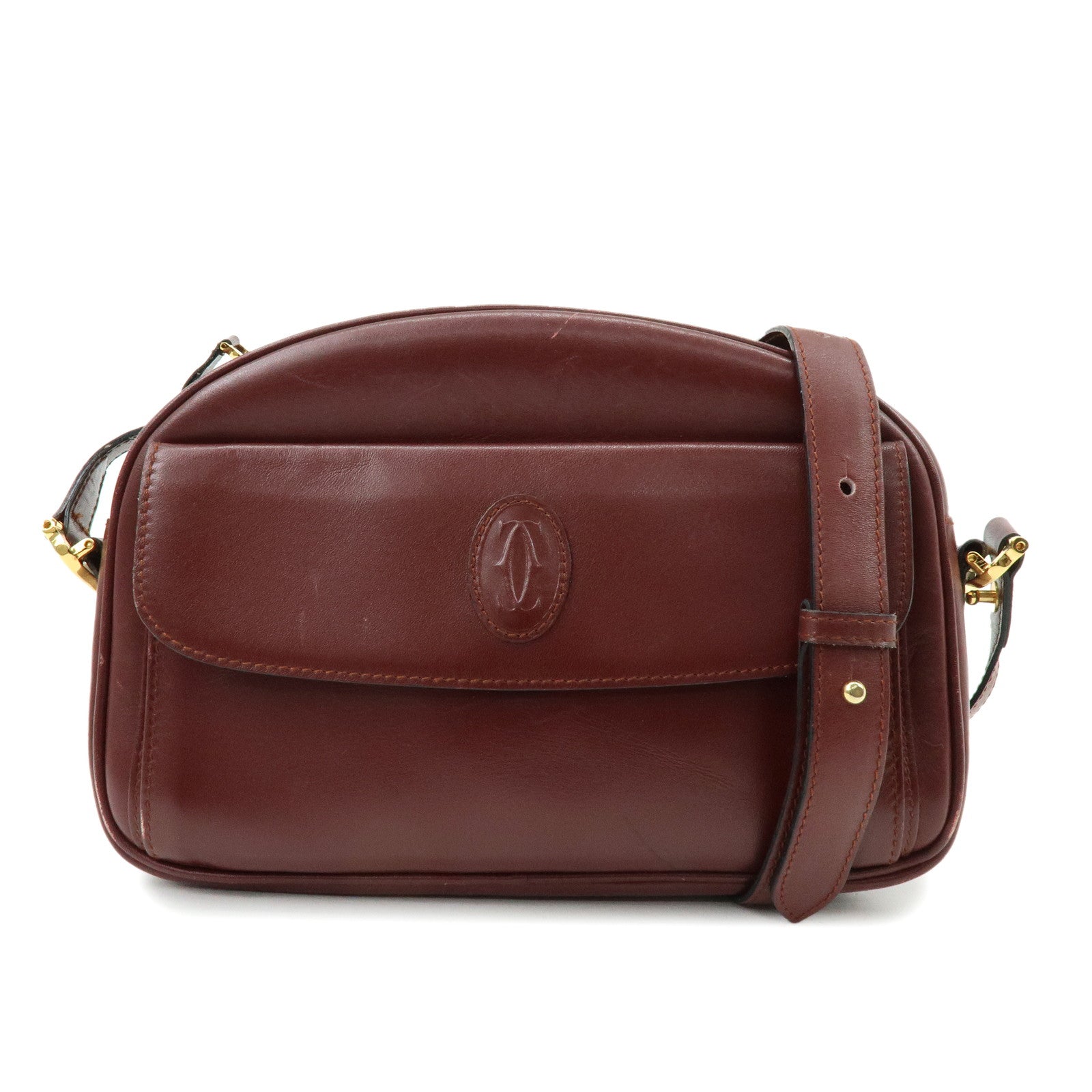 Cartier Must de Cartier Leather Shoulder Bag Crossbody Bag Bordeaux