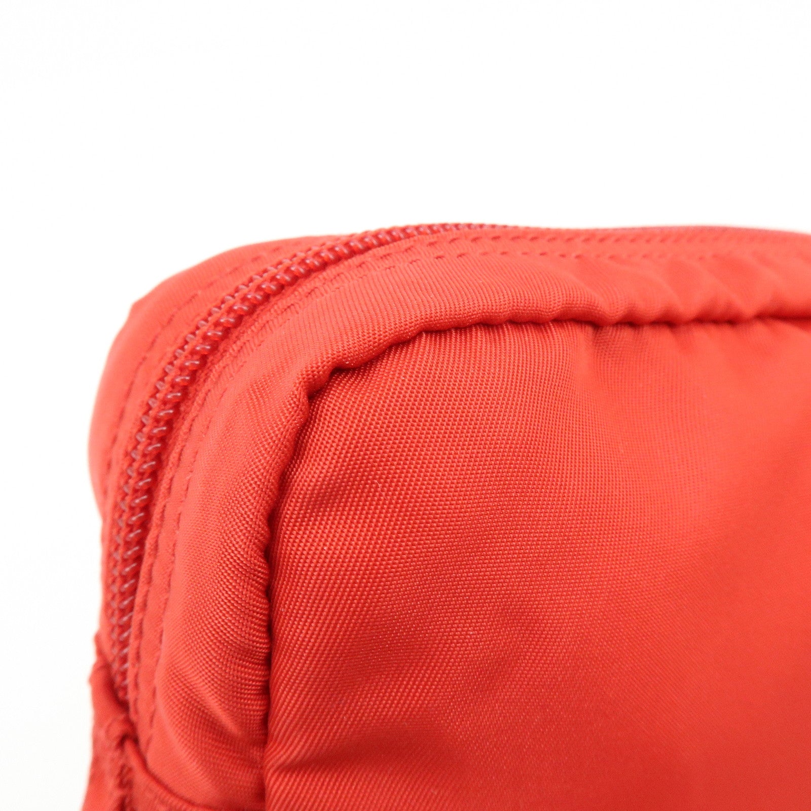 PRADA Triangle Logo Nylon Pouch Cosmetic Pouch Red