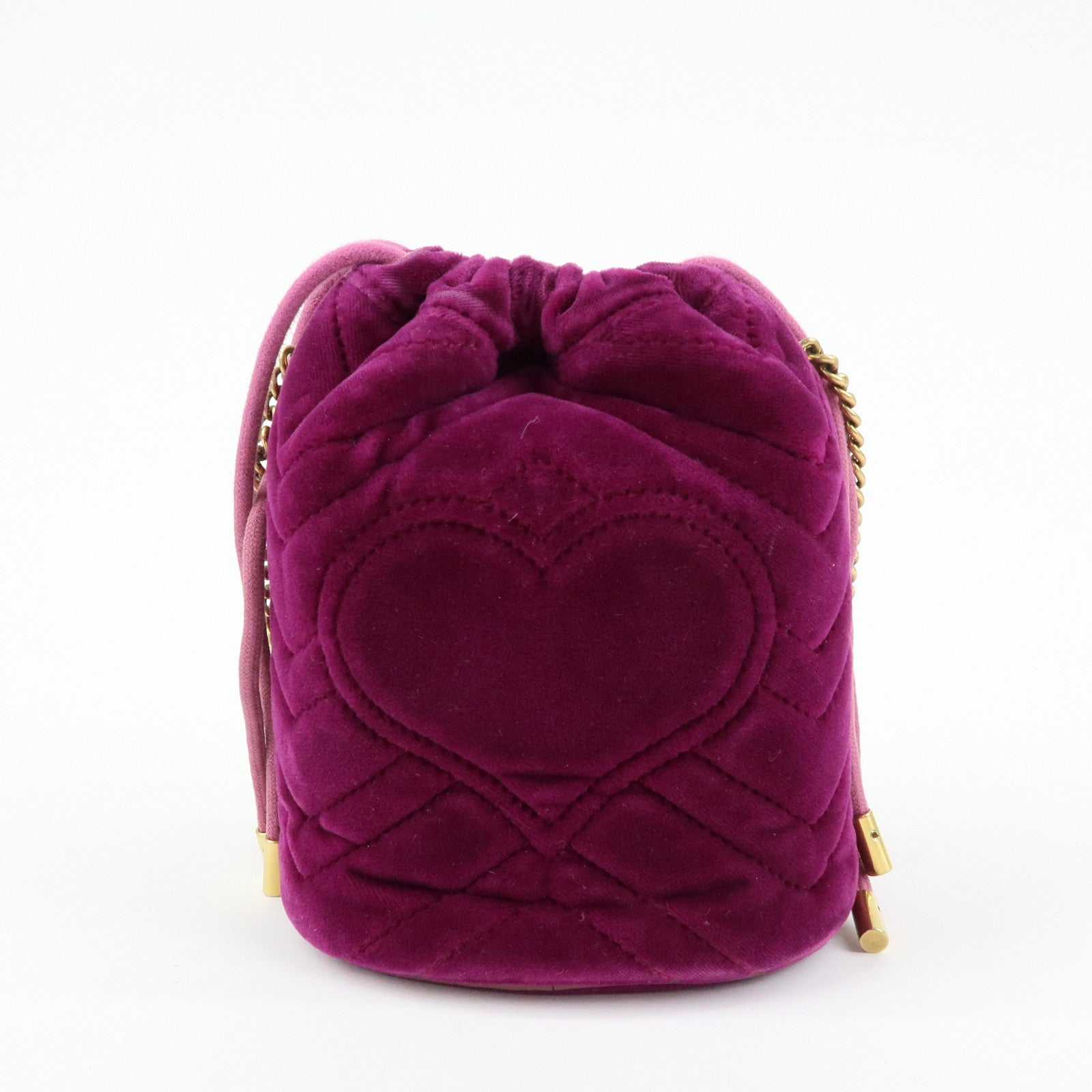 GUCCI GG Marmont Velvet Leather Small Bucket Chain Bag 575163