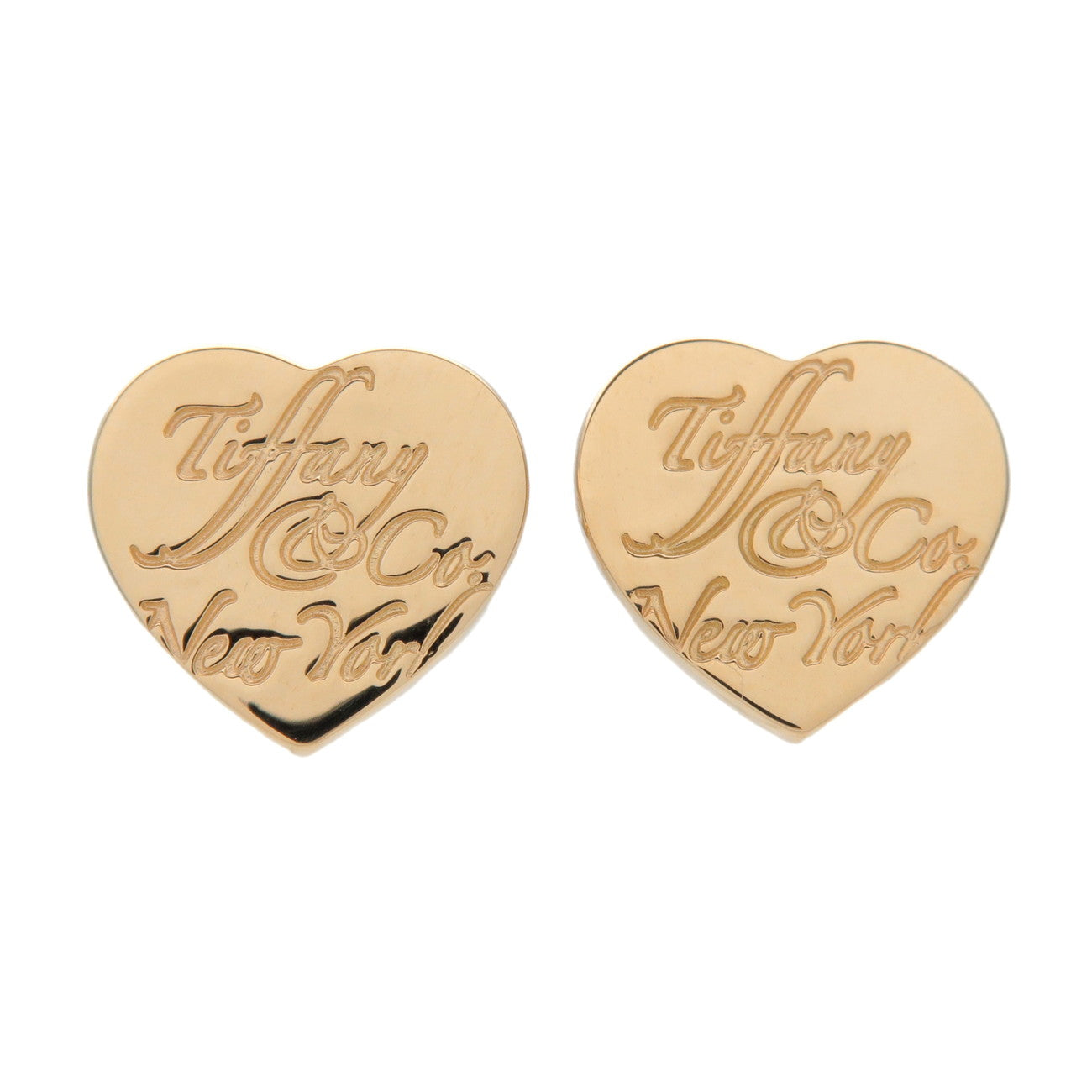 Tiffany & Co Notes Heart Earrings K18 750YG Yellow Gold