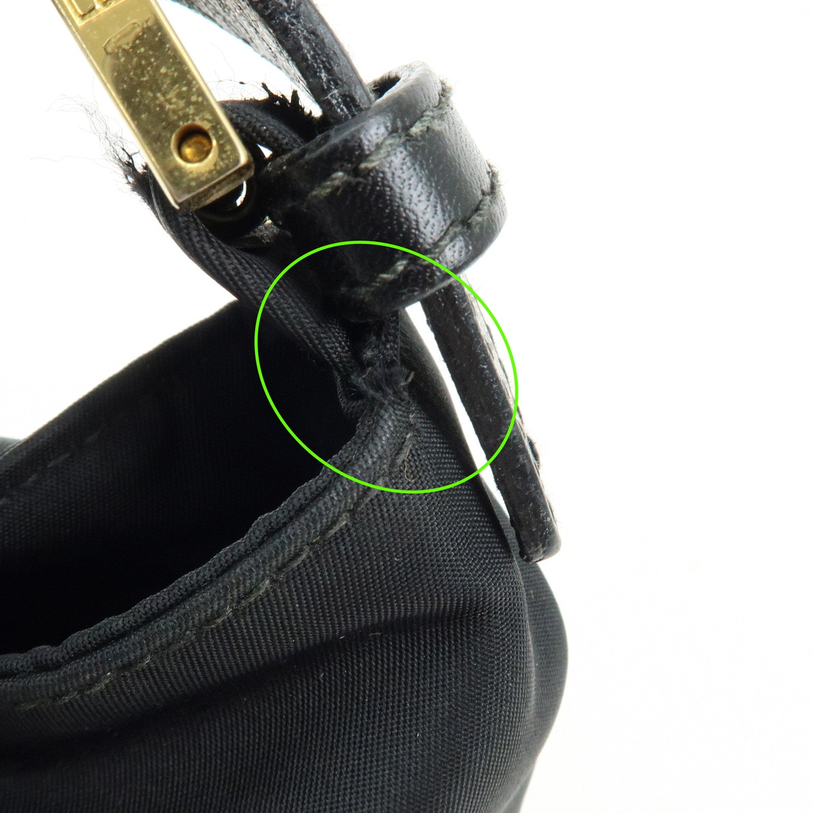 FENDI Nylon Leather Hand Bag Shoulder Bag Black 15333