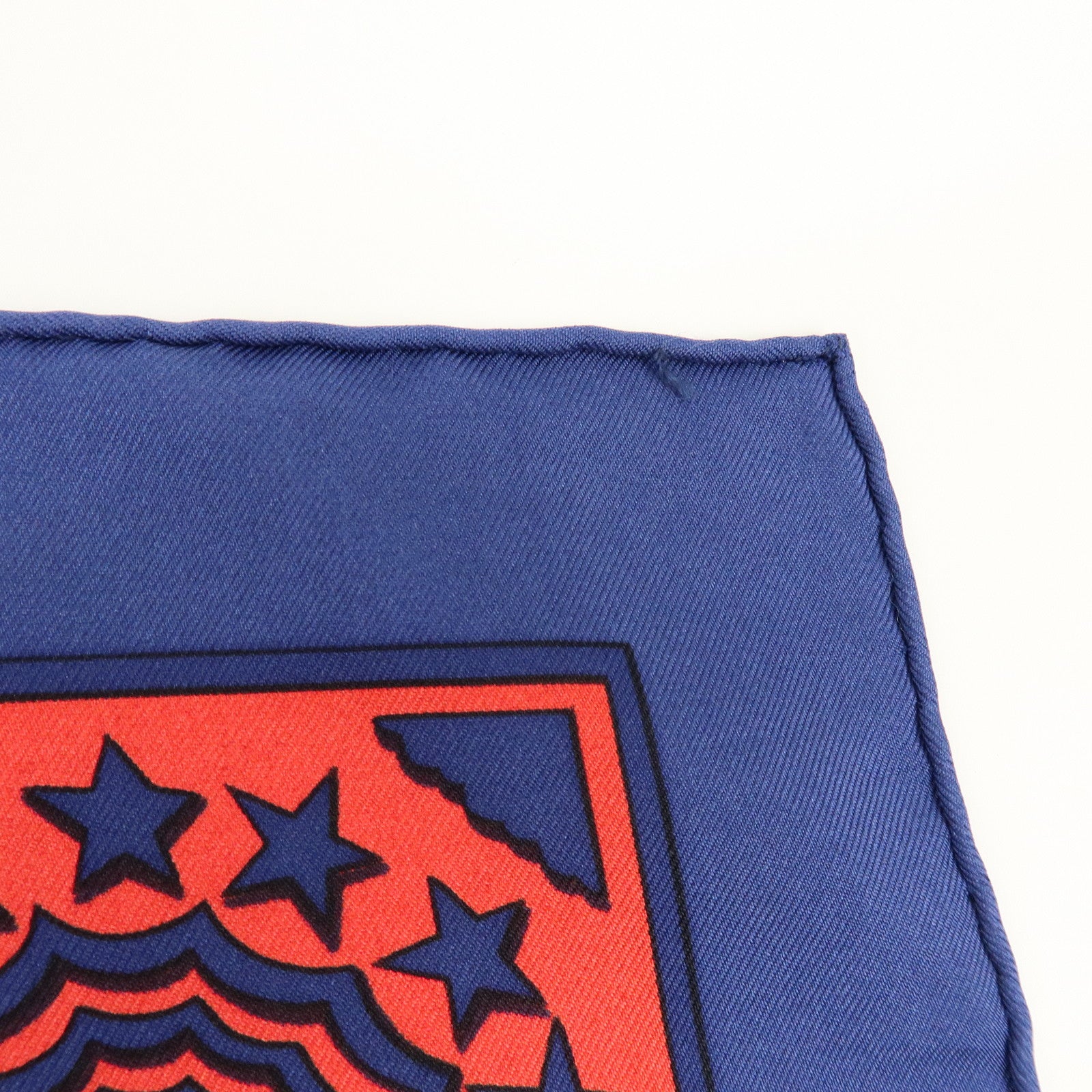 HERMES Carre 90 Silk 100% Scarf EARLY AMERICA Navy Red Brown