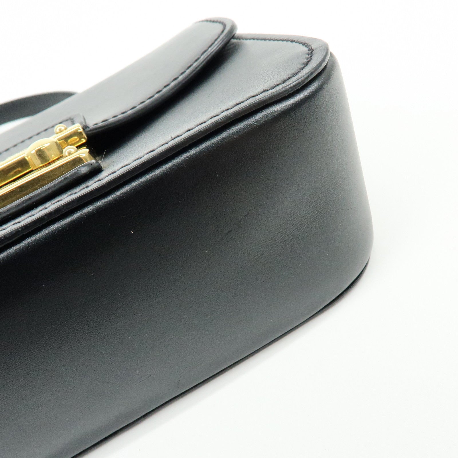 MIU MIU Logo Soft Calf Leather Chain Shoulder Bag Black 5BD147