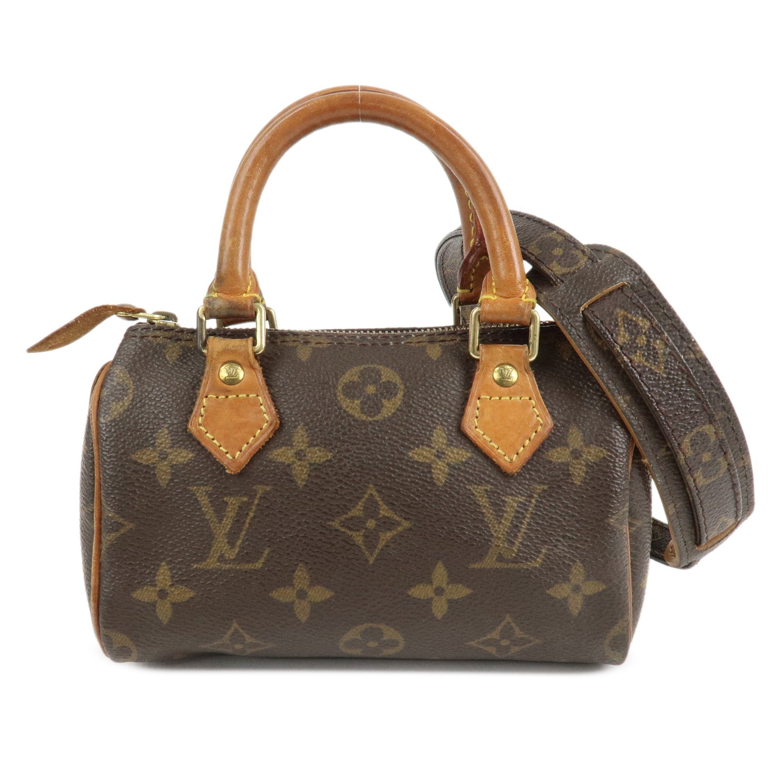 Louis Vuitton Monogram Mini Speedy & Strap Brown M41534 J75010