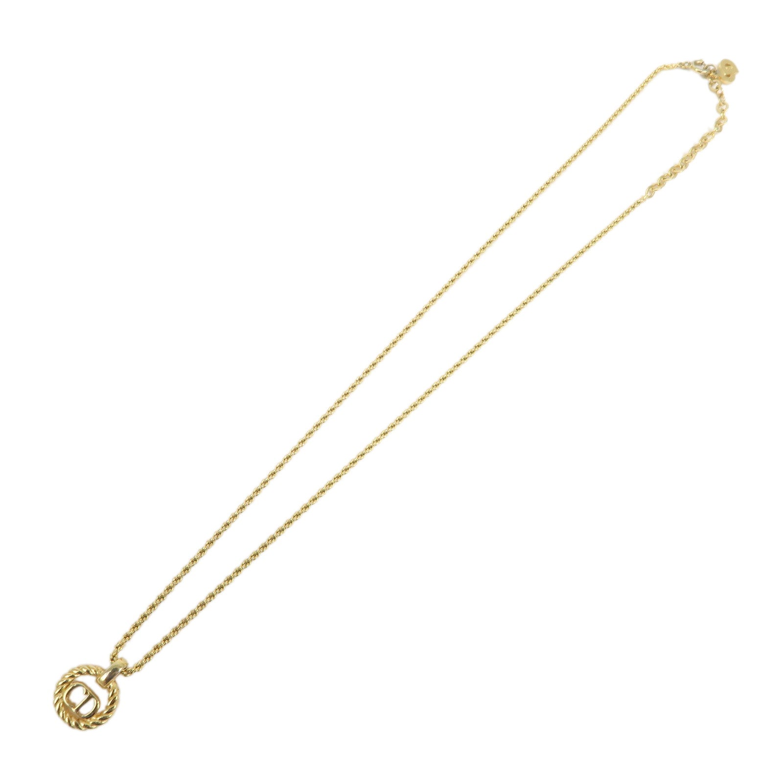 Christian Dior CD Logo Metal Necklace Choker Gold