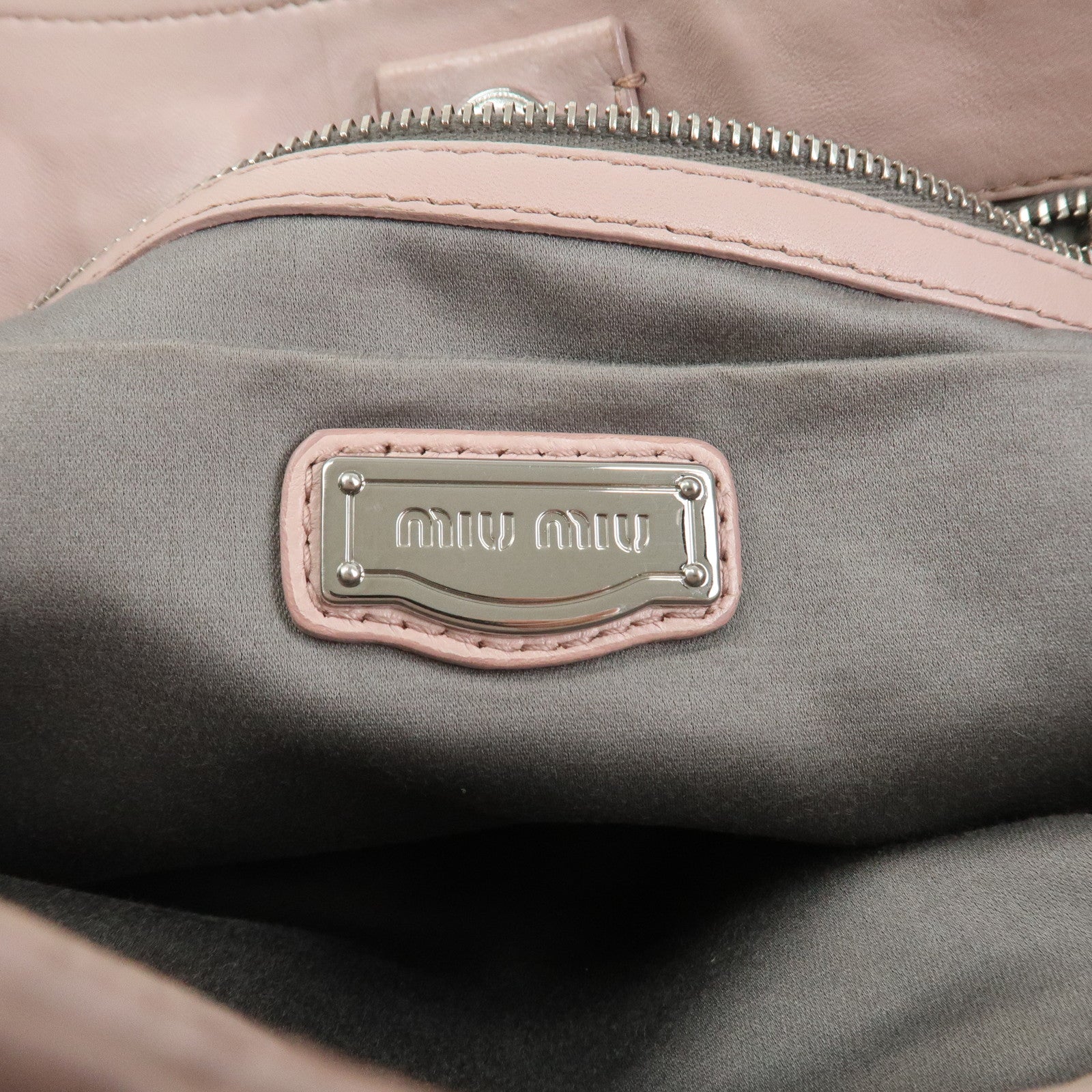 MIU MIU Matelasse Nappa Leather Tote Bag Shoulder Bag Light Pink