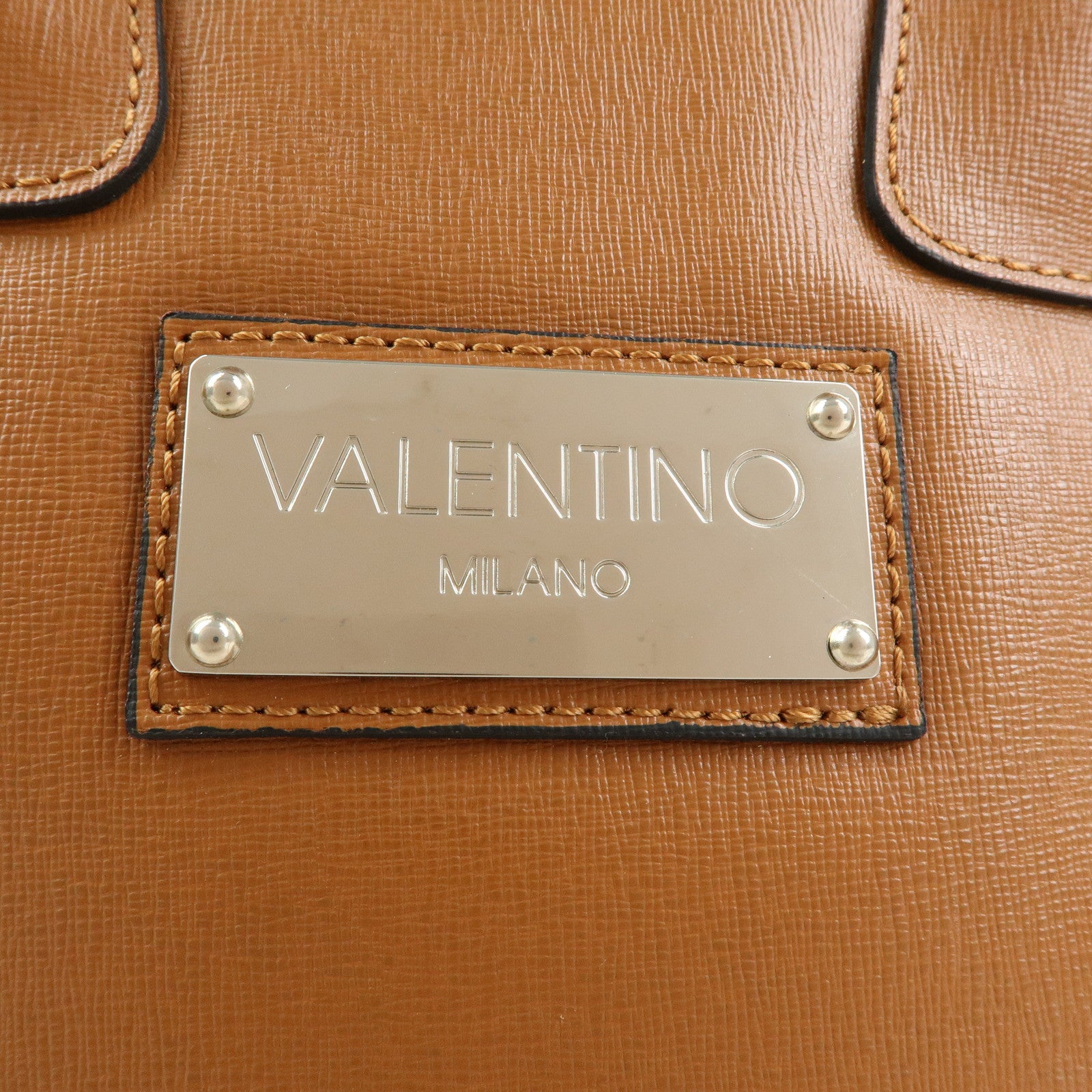 VALENTINO Leather 2Way Bag Hand Bag Shoulder Bag Brown