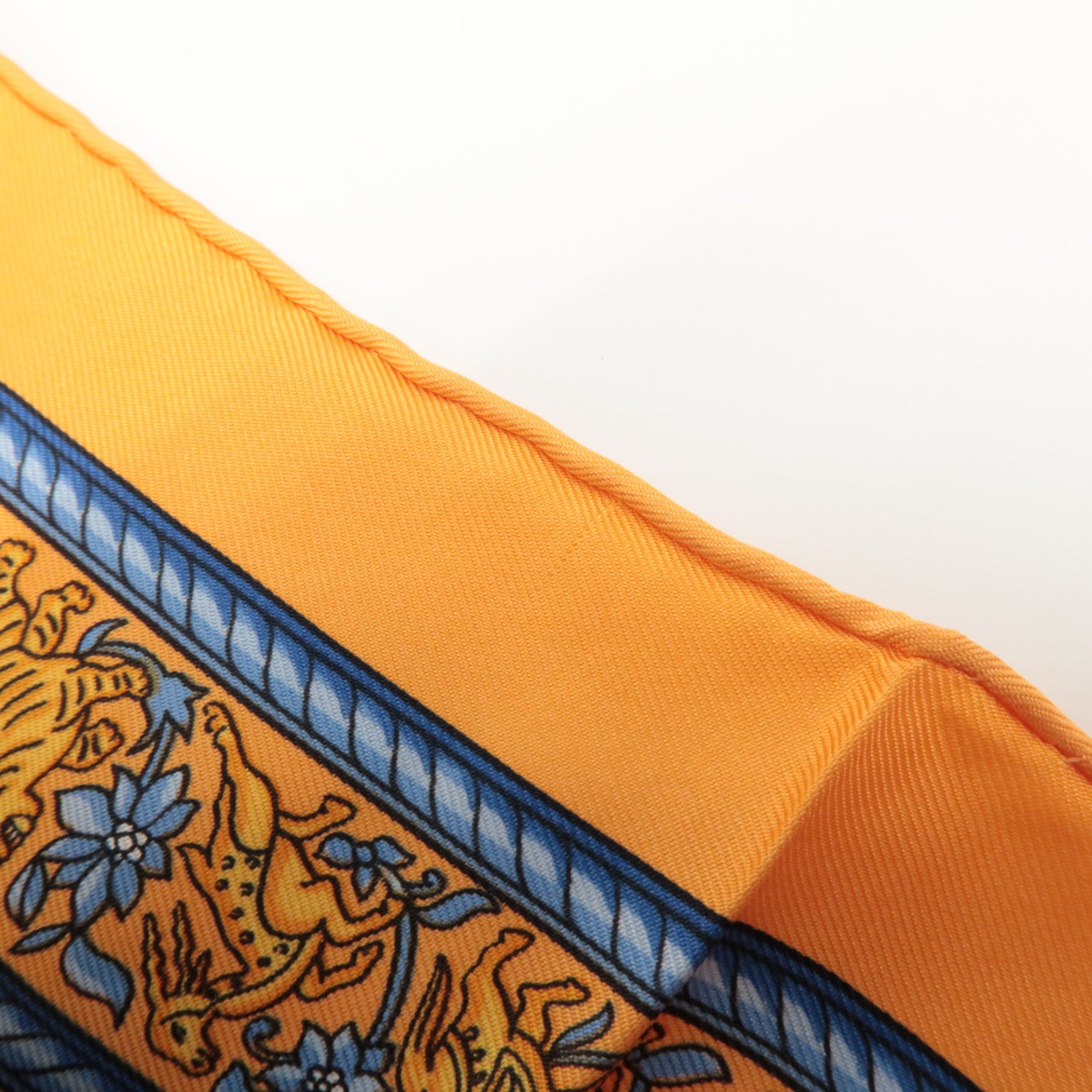 HERMES Carre 90 Silk 100% Scarf CHASSE EN INDE Orange Multicolor Used