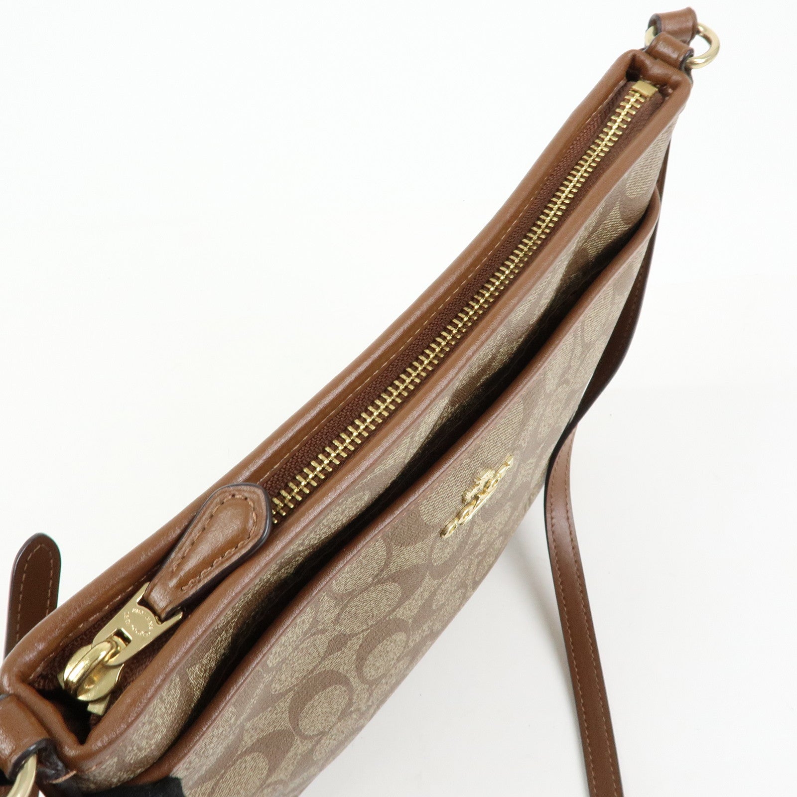 COACH Signature Set of 2 Shoulder Bag Crossbody Bag Brown Ivory