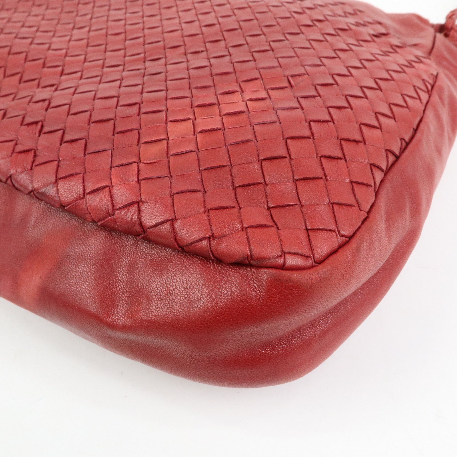 BOTTEGA VENETA Intrecciato Leather Shoulder Bag Red 132369