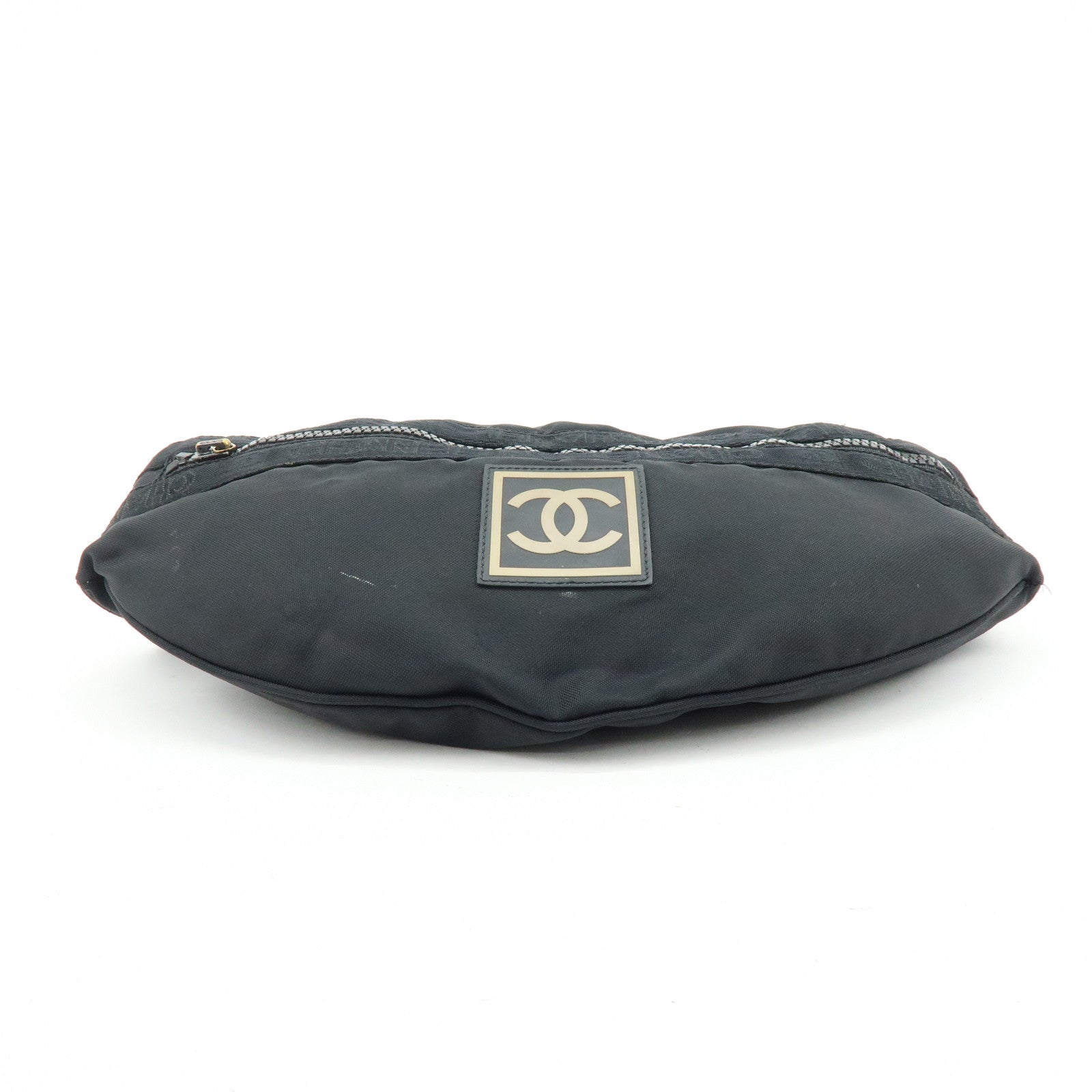 CHANEL Sports Line Nylon Banana Bag Waist Bag Crossbody Bag Black