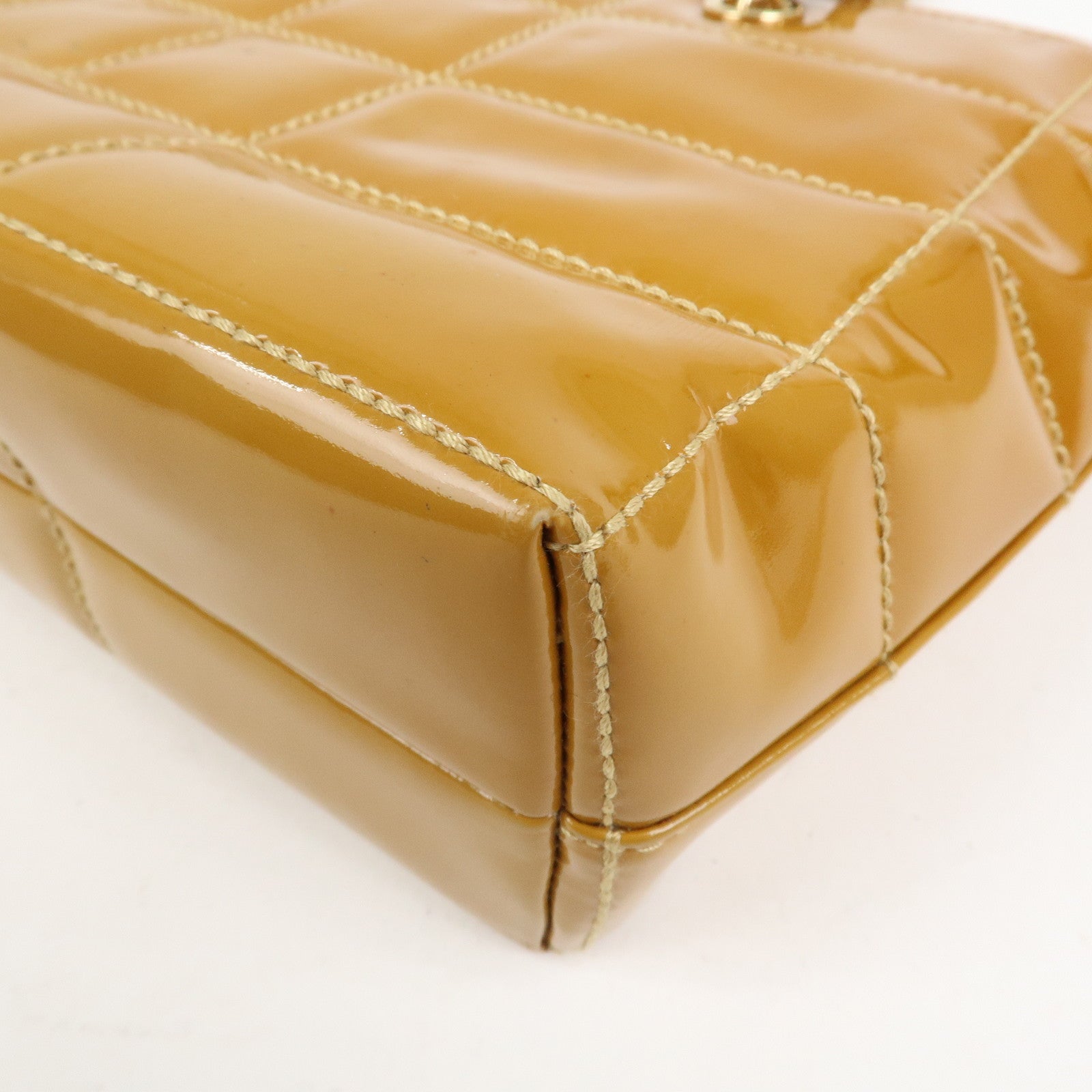 CHANEL COCO Mark Chocolate Bar Patent Leather Chain Shoulder Bag