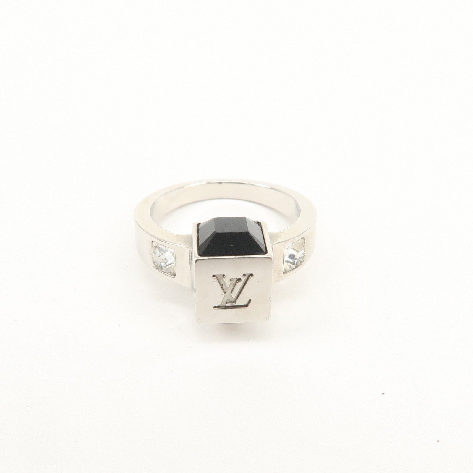 Louis Vuitton Berg Gamble Metal Rhinestone Ring Silver M66389