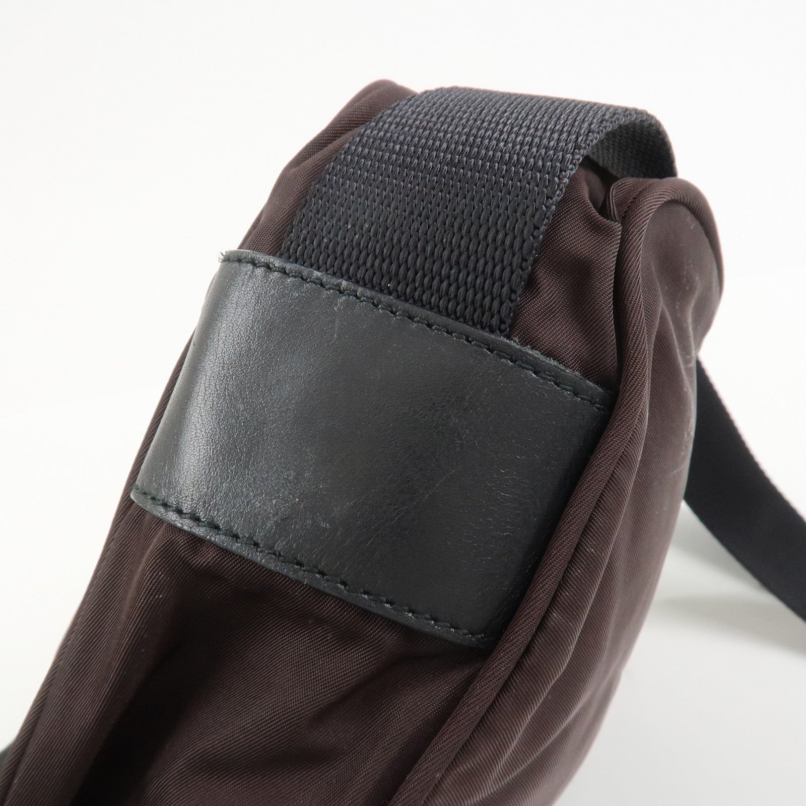 PRADA Triangle Logo Nylon Shoulder Crossbody Bag Brown BT0167