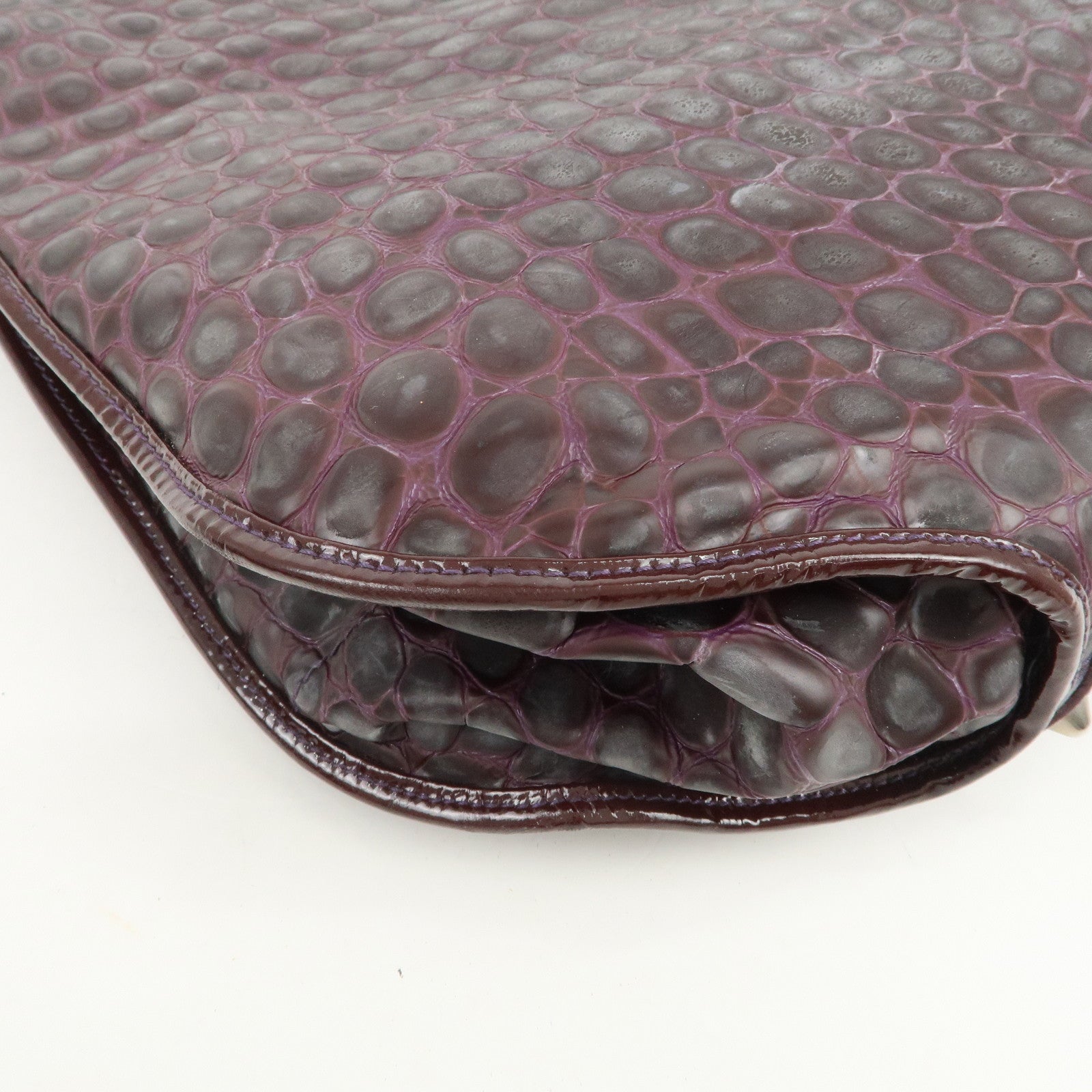 Christian Dior Embossed Leather Tote Bag Shoulder Bag Purple