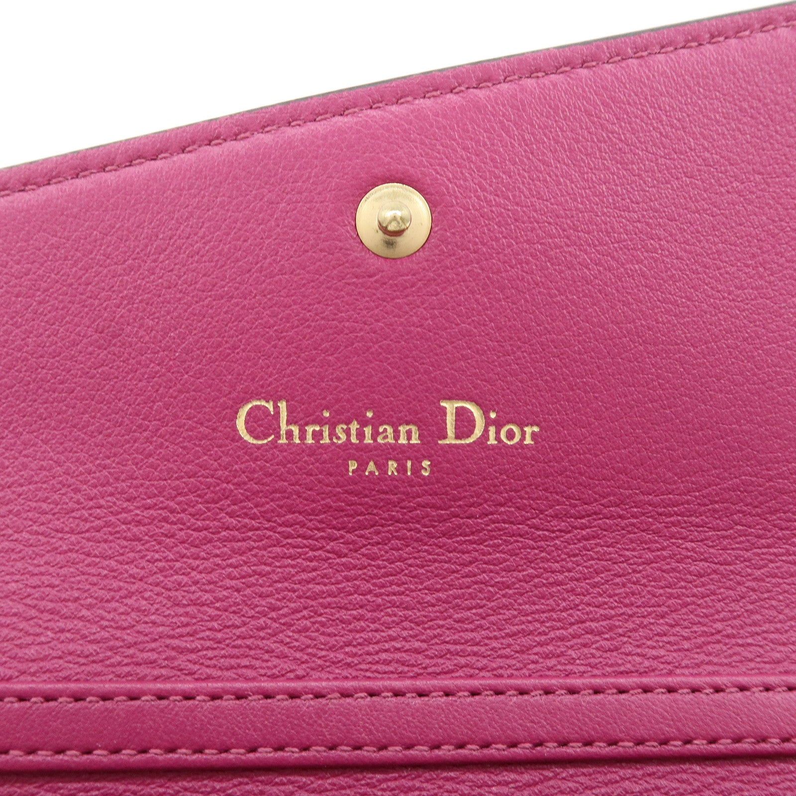 Christian Dior Leather Chain Wallet Hand Bag Black Pink