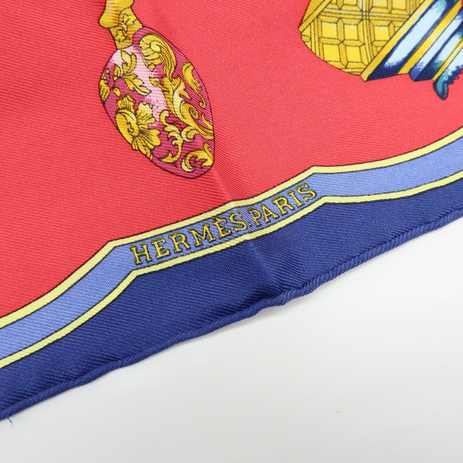 HERMES Carre 45 Set of 2 Silk 100% Scarf Red Navy Gray