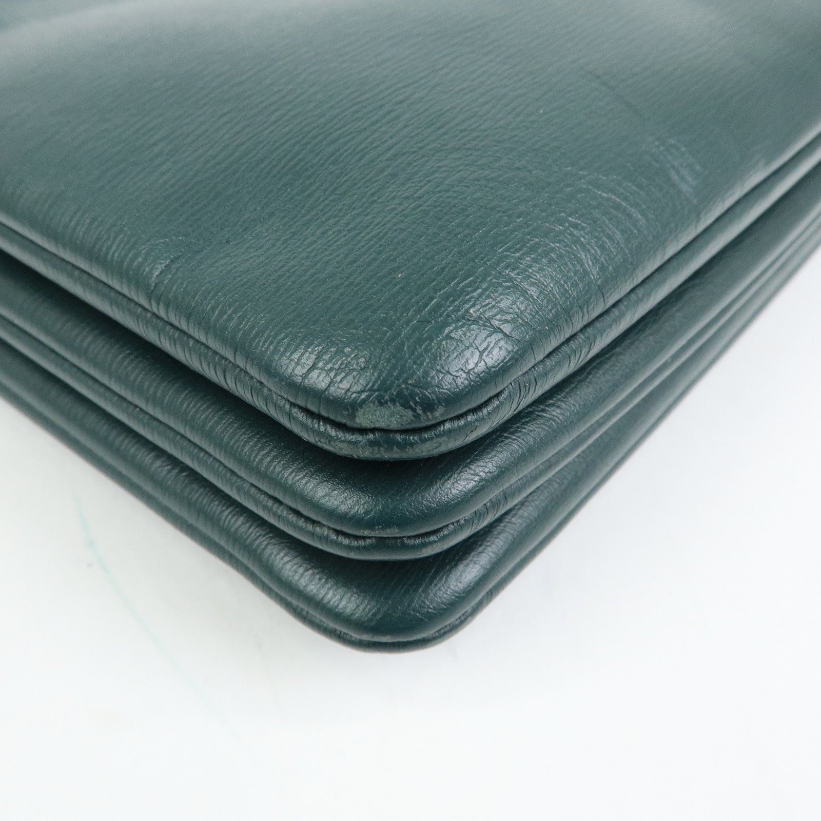 CELINE Trio Leather Shoulder Bag Three Detachable Pouch Dark Green