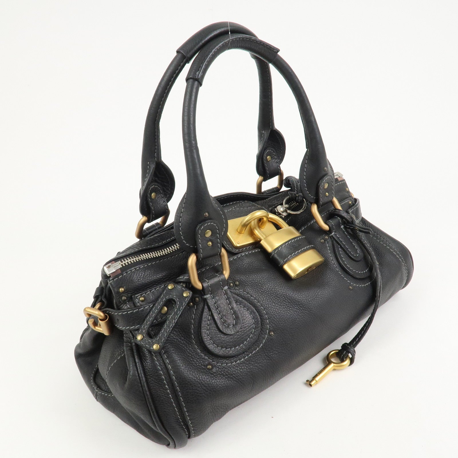 Chloe Paddington Medium Leather Shoulder Bag Hand Bag Black