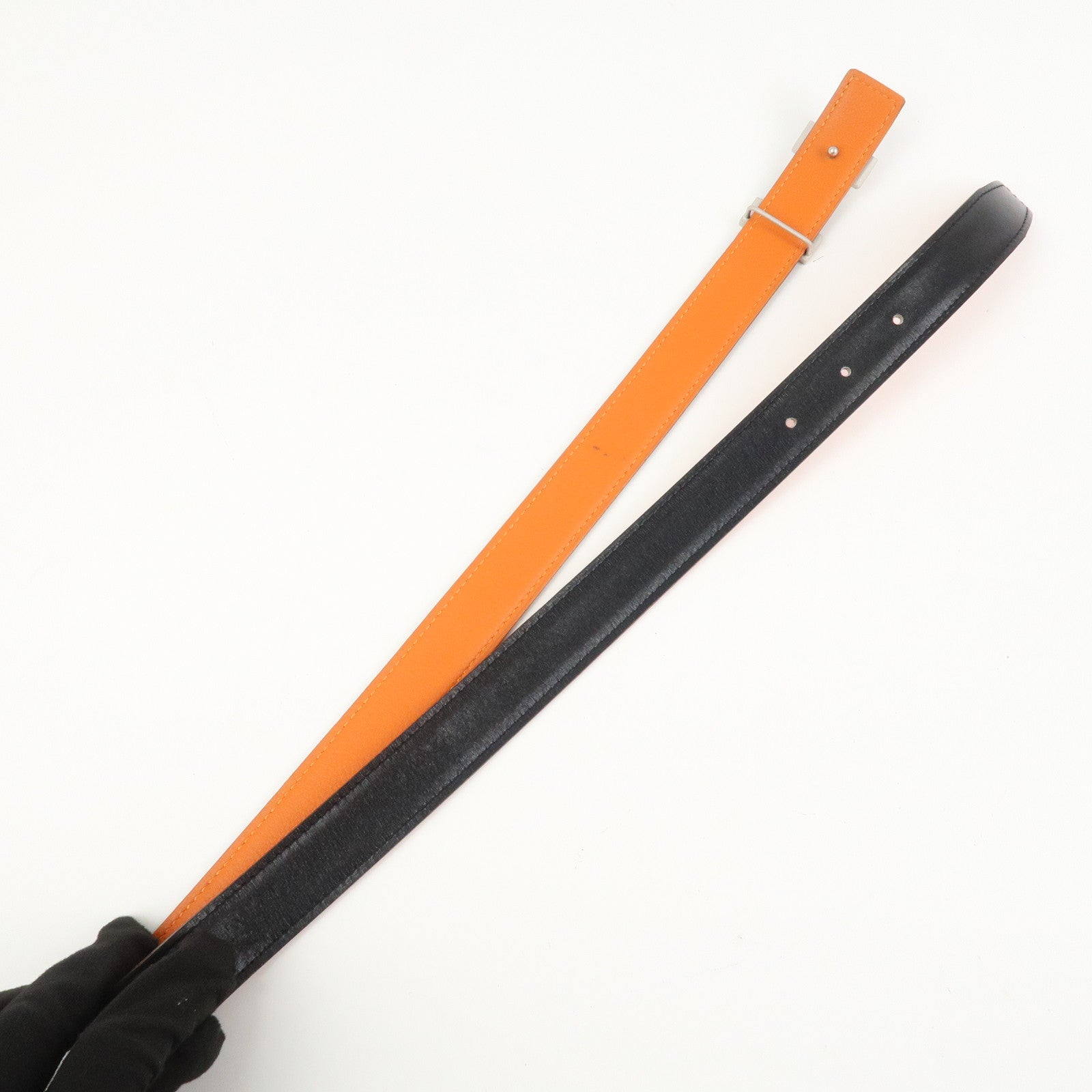 HERMES H Buckle Reversible Constance Leather Belt E Stamped Black