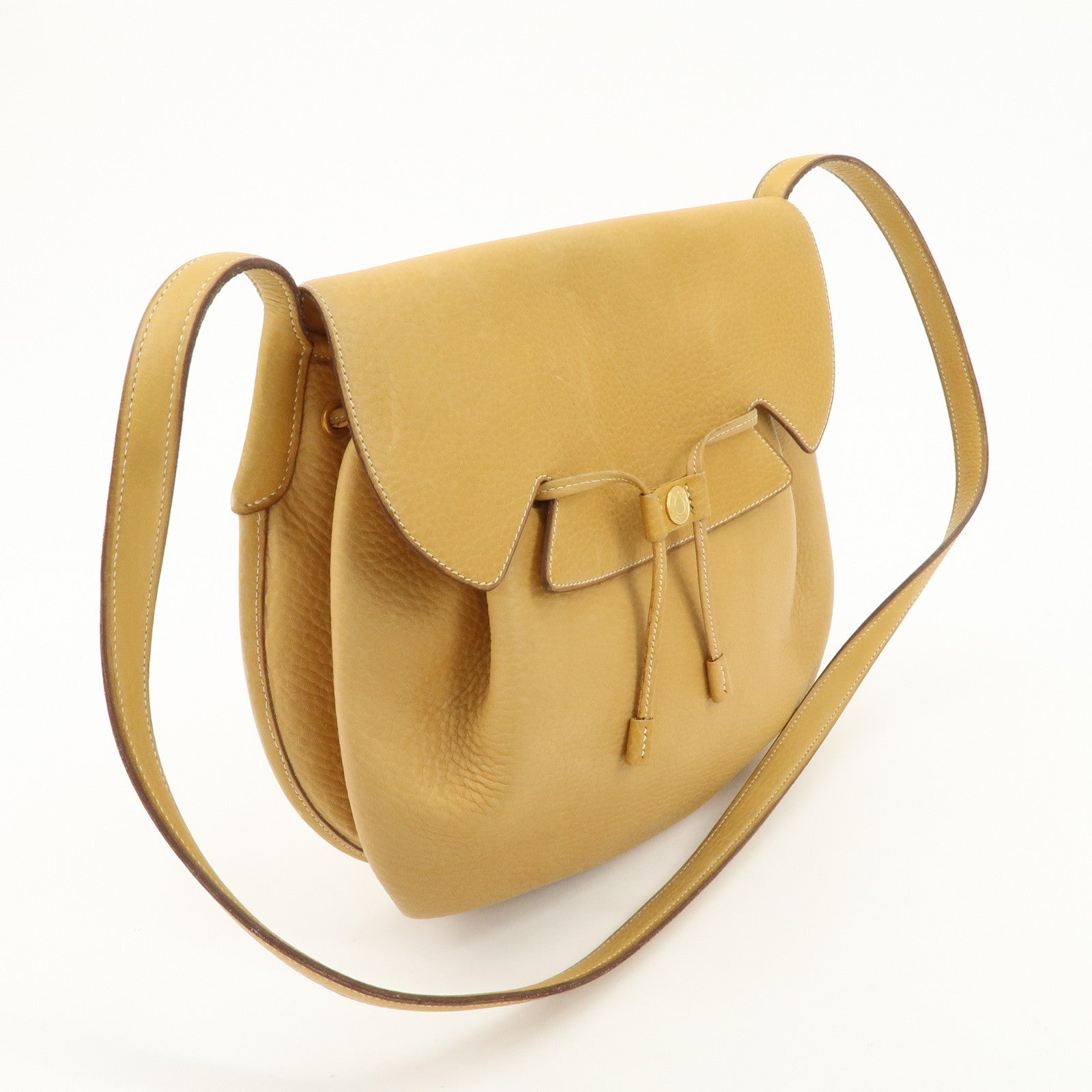 HERMES Fjord Leather Shoulder Bag OI Stamped Light Brown