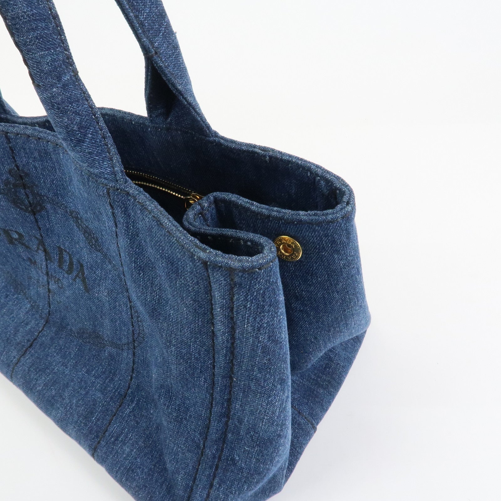 PRADA Logo Canapa Canvas Denim 2way Bag Hand Bag Blue B1877B