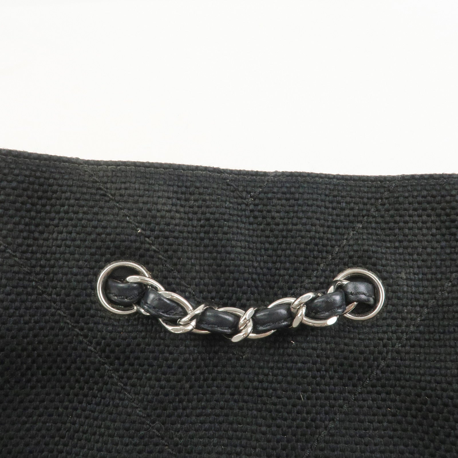 CHANEL COCO Mark Canvas Leather Chain Shoulder Bag Black