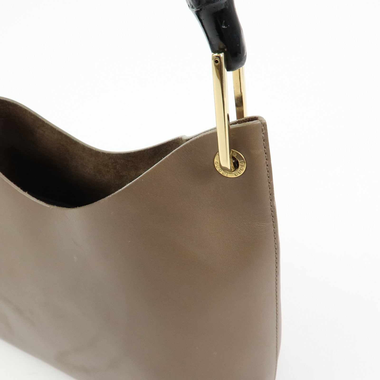 GUCCI Bamboo Leather Shoulder Bag Hand Bag Brown 001・2058・1883・0