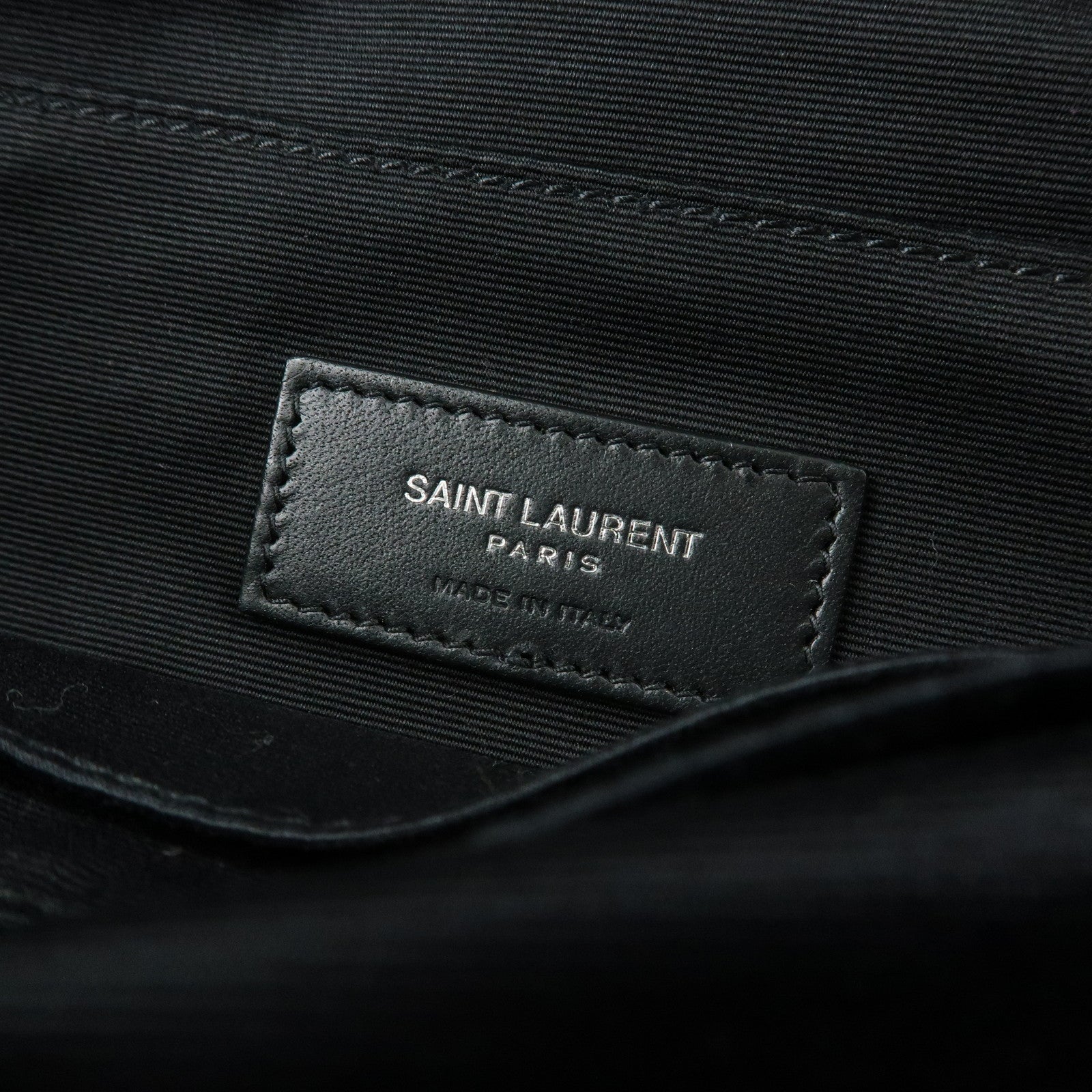 SAINT LAURENT PARIS Canvas Leather Waist Bag Body Bag Black 557831