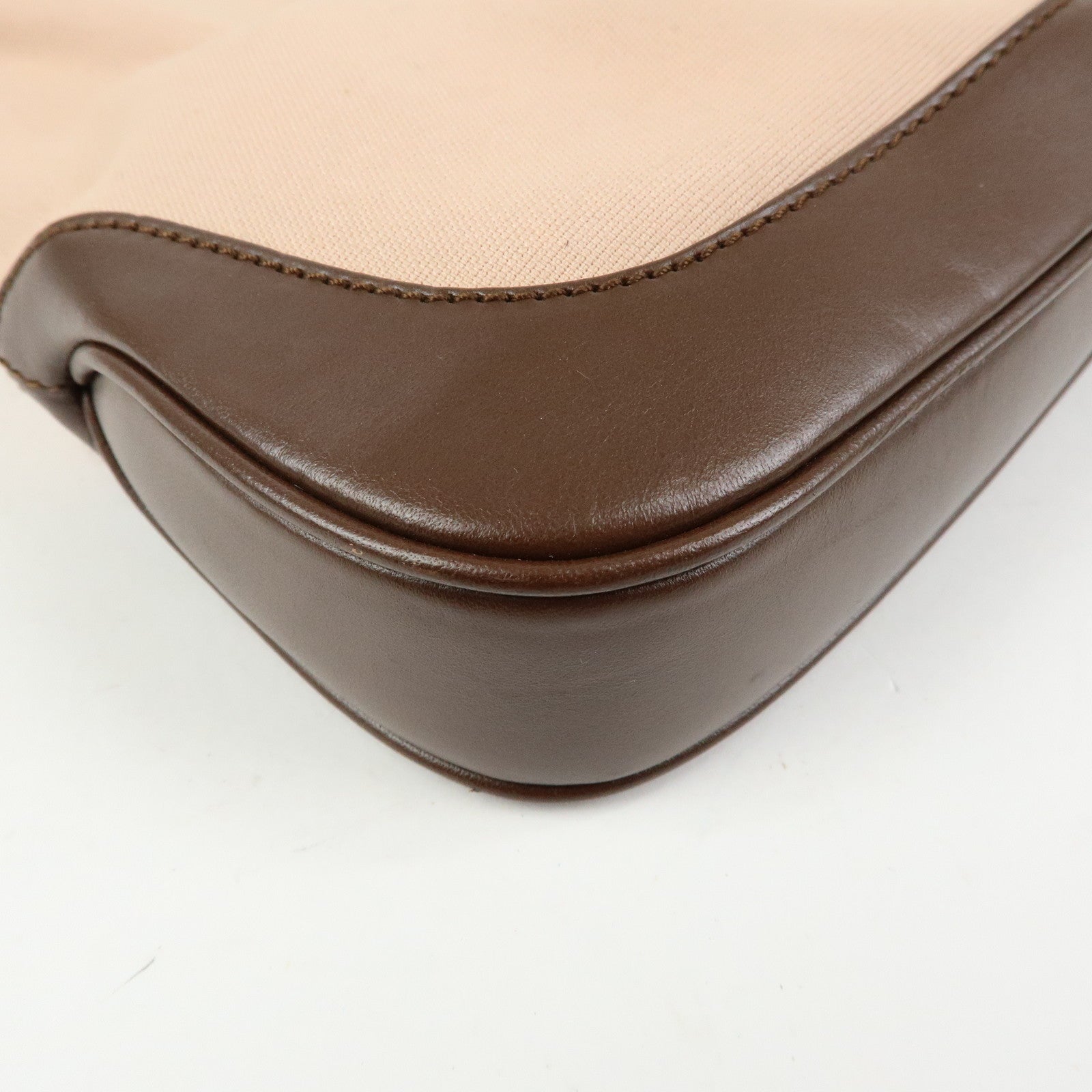 GUCCI Jackie Canvas Leather Shoulder Bag Pink Brown 001・3785