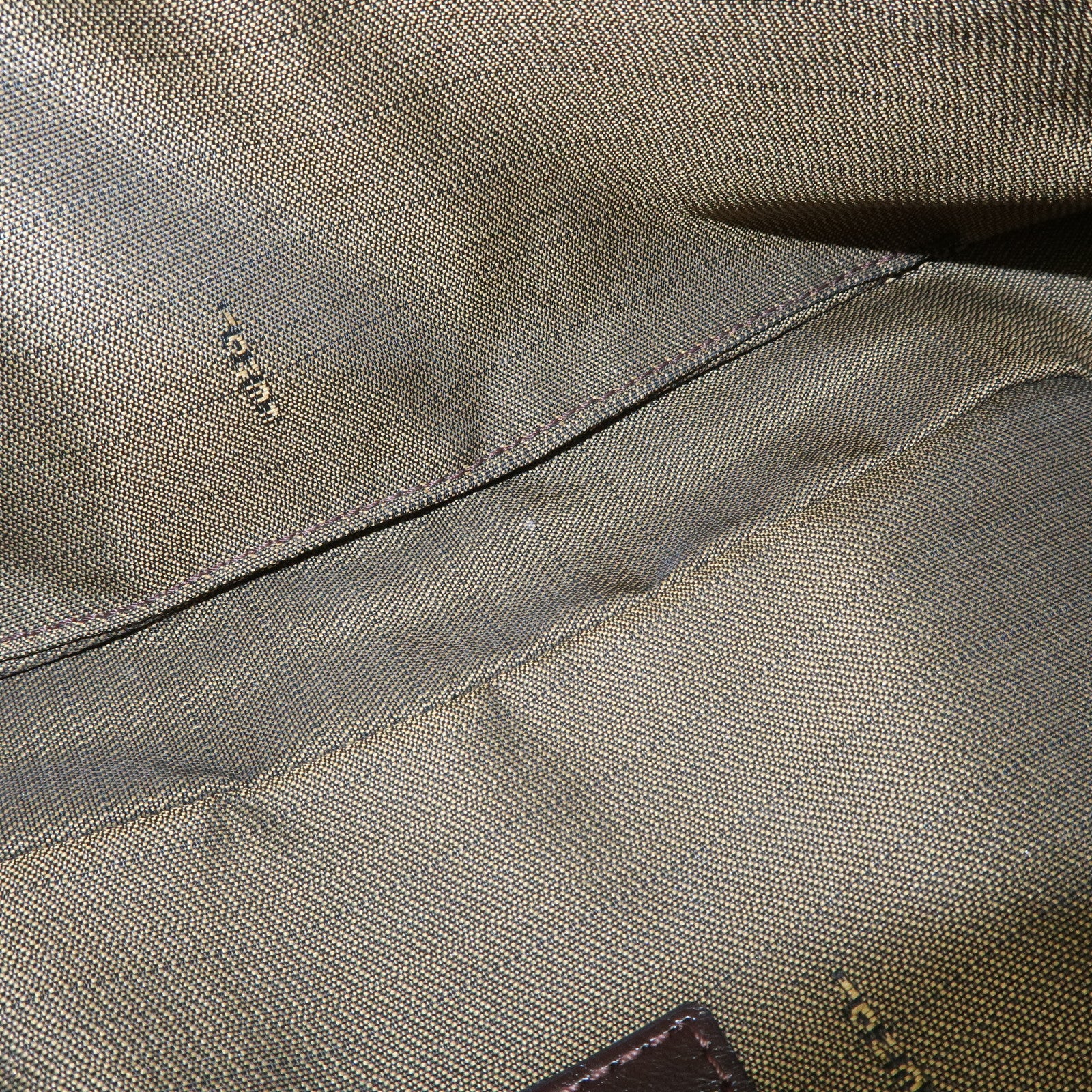 FENDI Mamma Baguette Zucca Canvas Leather Shoulder Bag Black Brown 26424