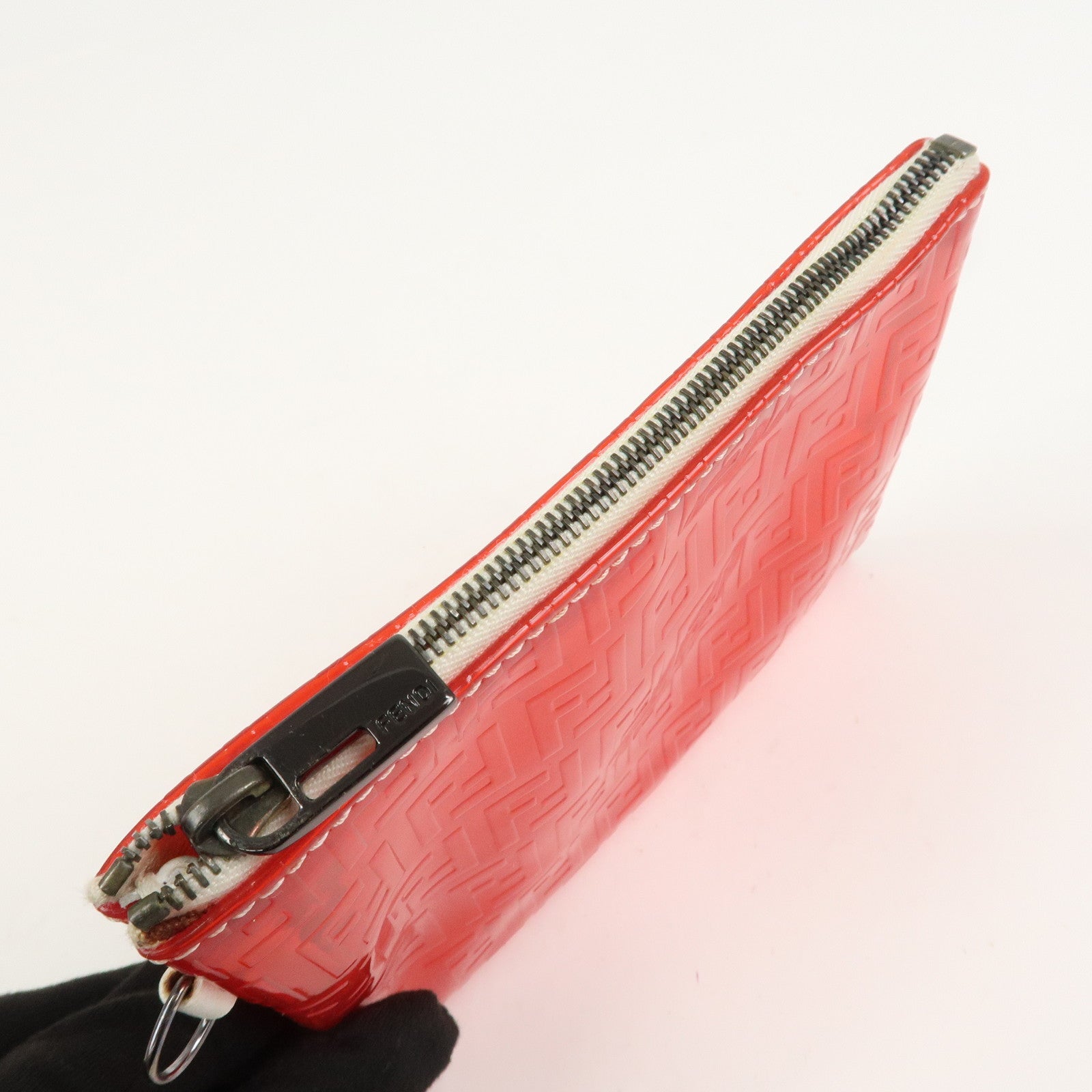 FENDI Zucchino Plastic Leather Tote Bag Shoulder Bag Orange 8BH005