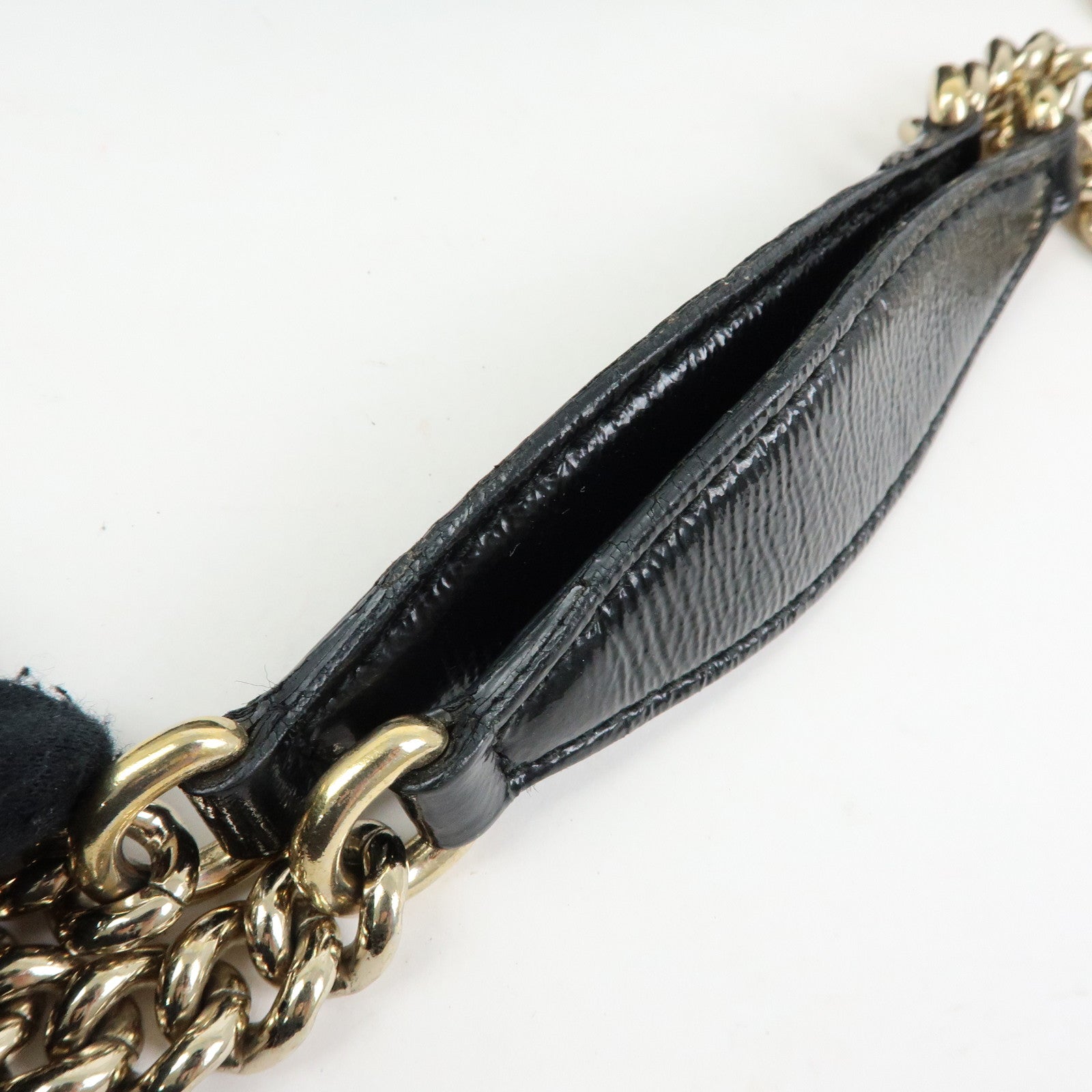 GUCCI SOHO Interlocking G Patent Leather Chain Shoulder Bag 308982