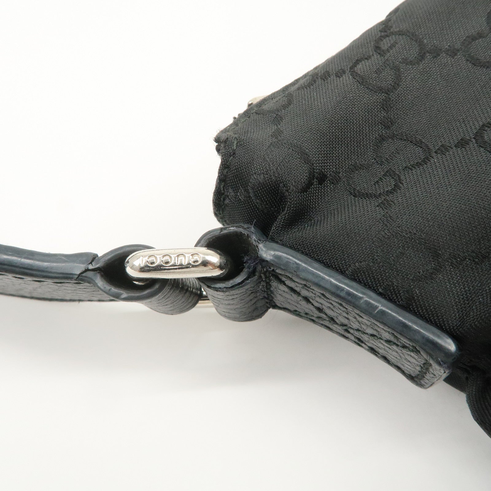 GUCCI Sherry GG Nylon Leather Shoulder Bag Black 509639