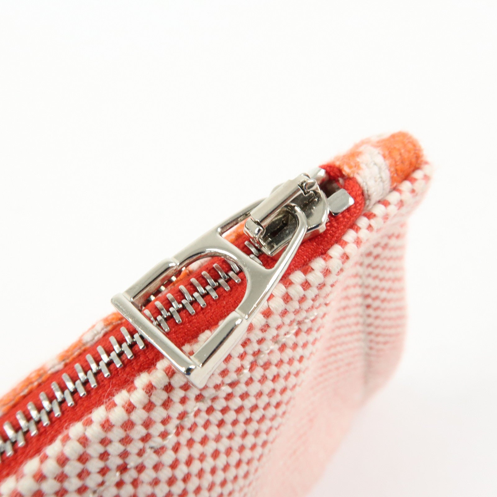 HERMES Ecole PM Cotton Flat Pouch Animaux Pixel Orange Red