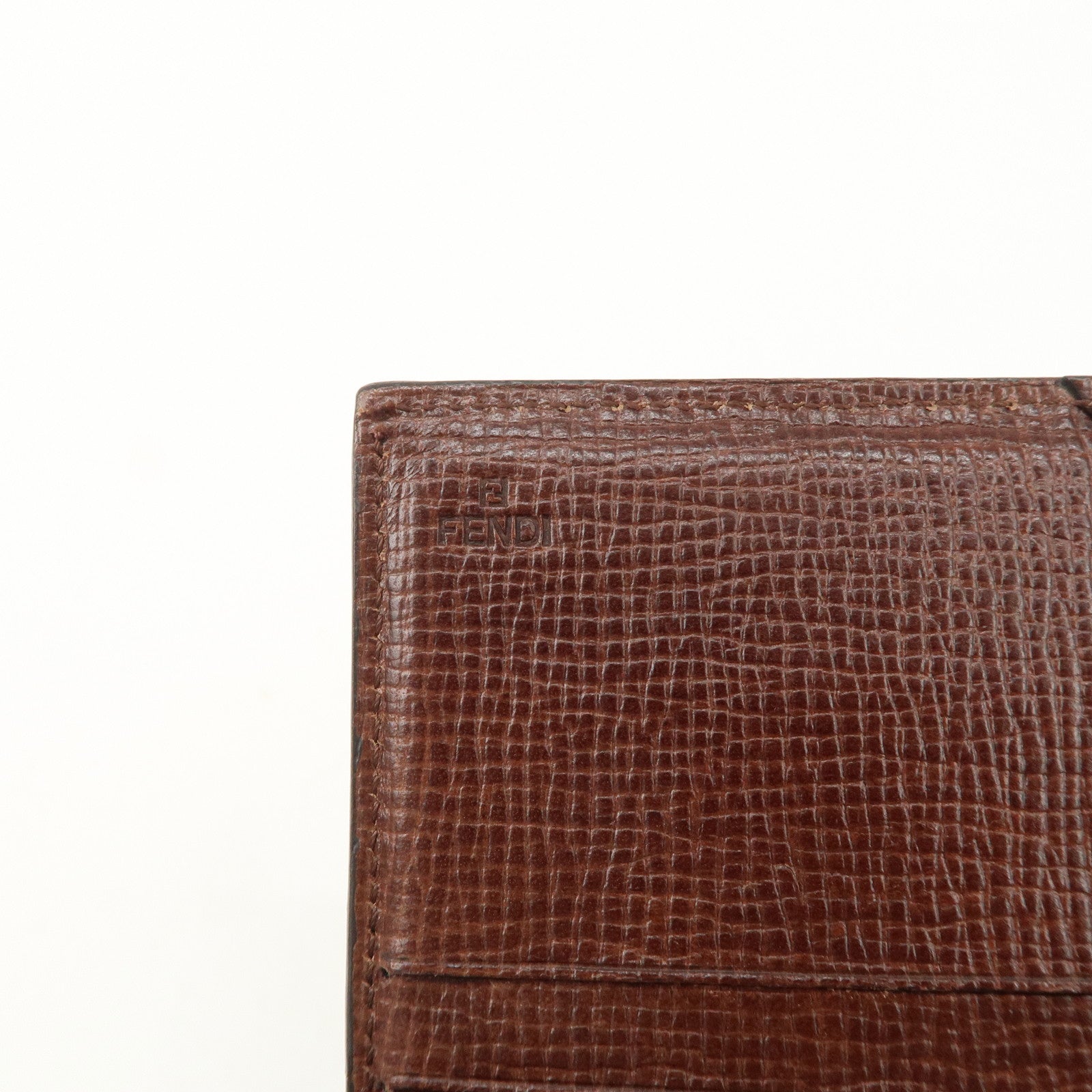 FENDI Zucca PVC Leather Bi-fold Long Wallet Black Brown 8M0000 Used