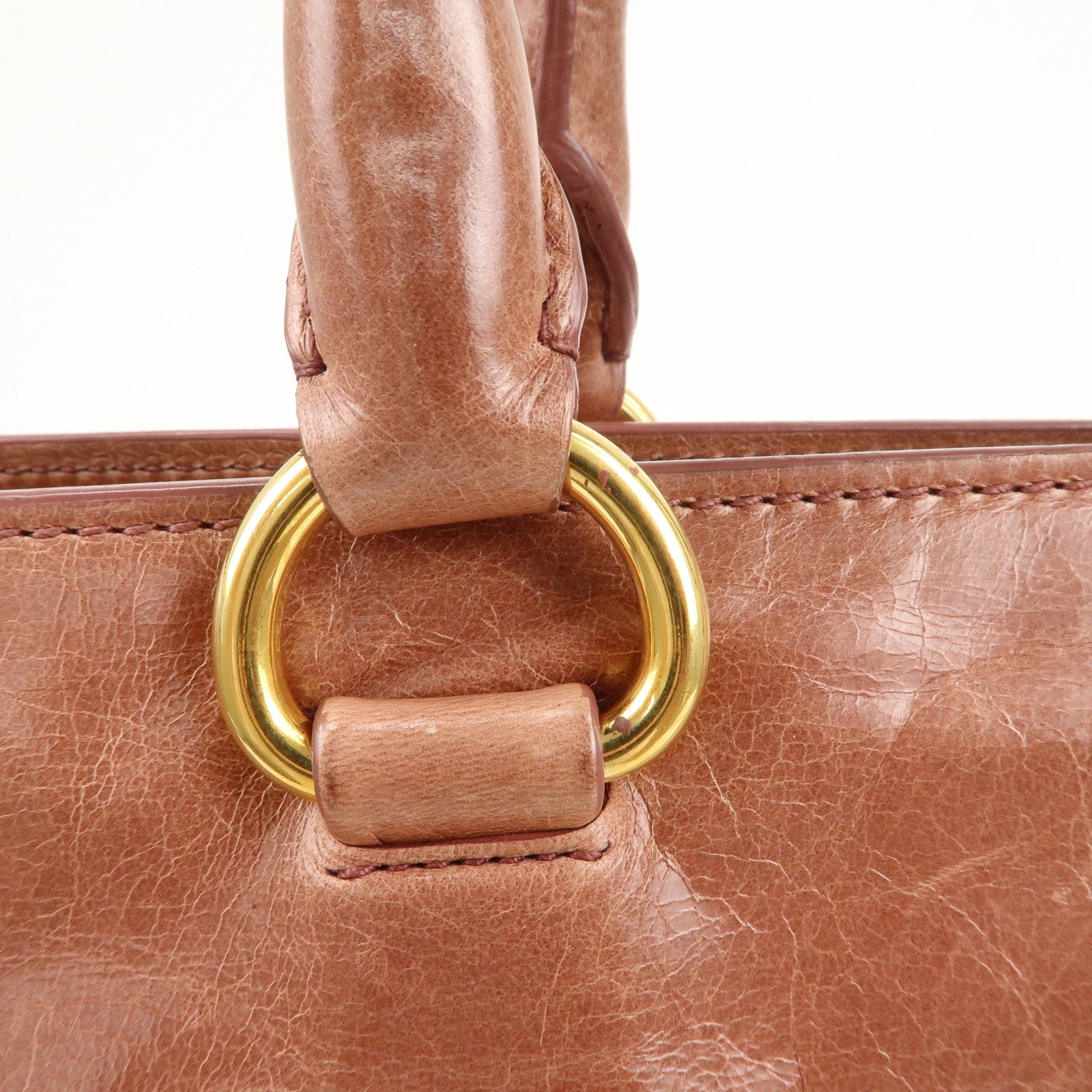 PRADA Logo Leather 2Way Bag Shoulder Bag Hand Bag Pink