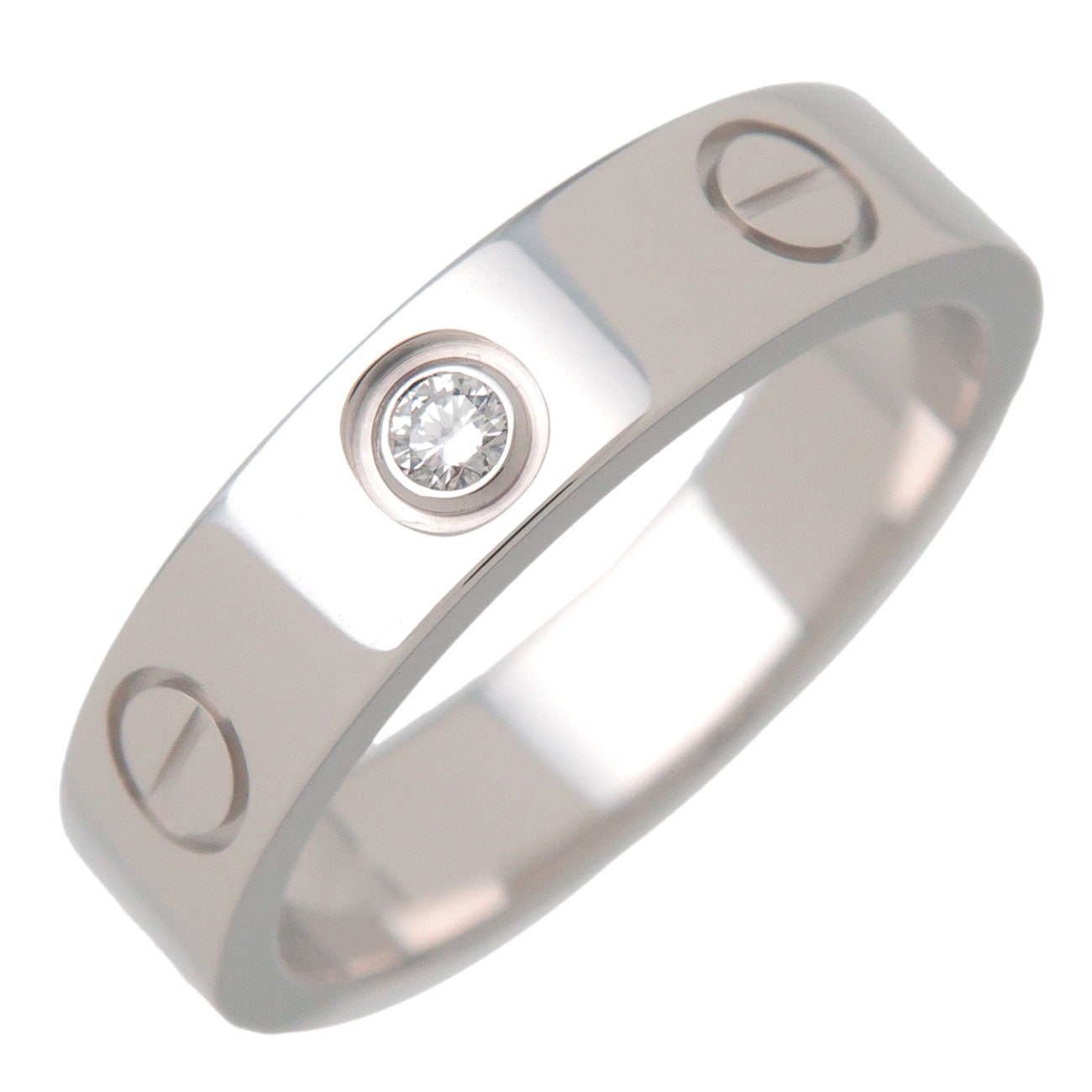 Cartier Mini Love 1P Diamond Ring #46 K18 750WG White Gold US3.5-4